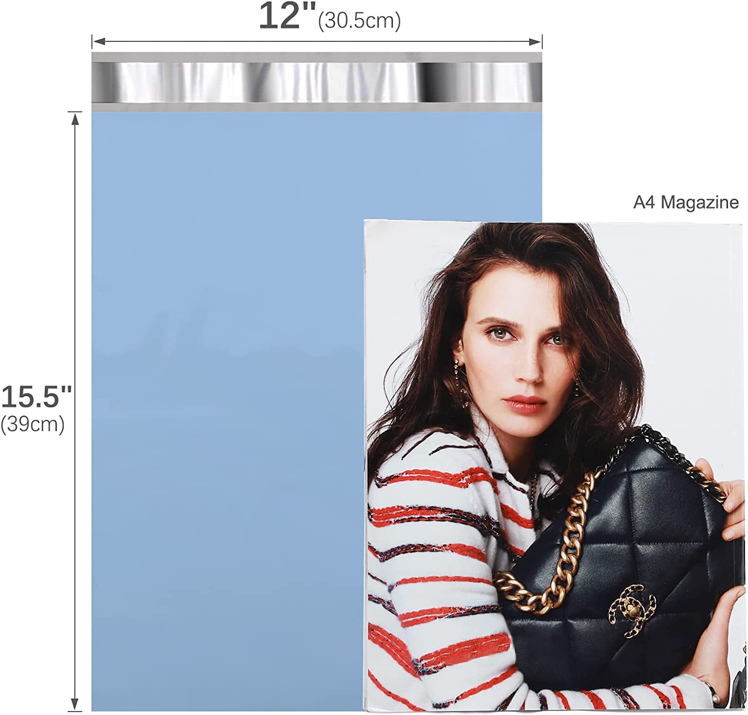 12x15.5 Inch Haze Blue Poly Mailer Envelope Shipping Bags - Lightweight Waterproof Mailing Pouches for Ecommerce, Clothing, Jewelry & Small Business Shipping