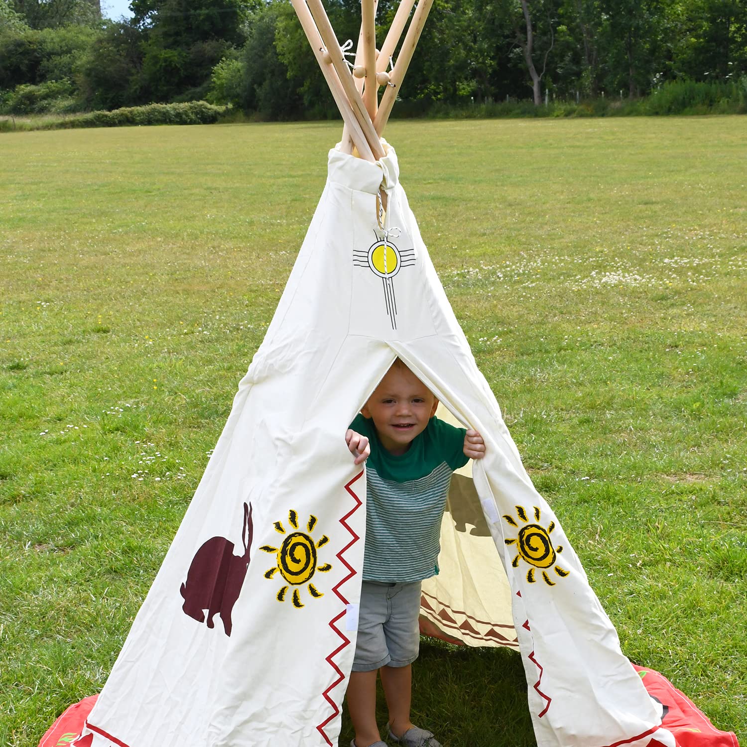 Kids Play Teepee Tent - Cotton Indian Tipi Playhouse for Indoor & Outdoor Games | Perfect for Backyard, Camping, and Imaginative Play