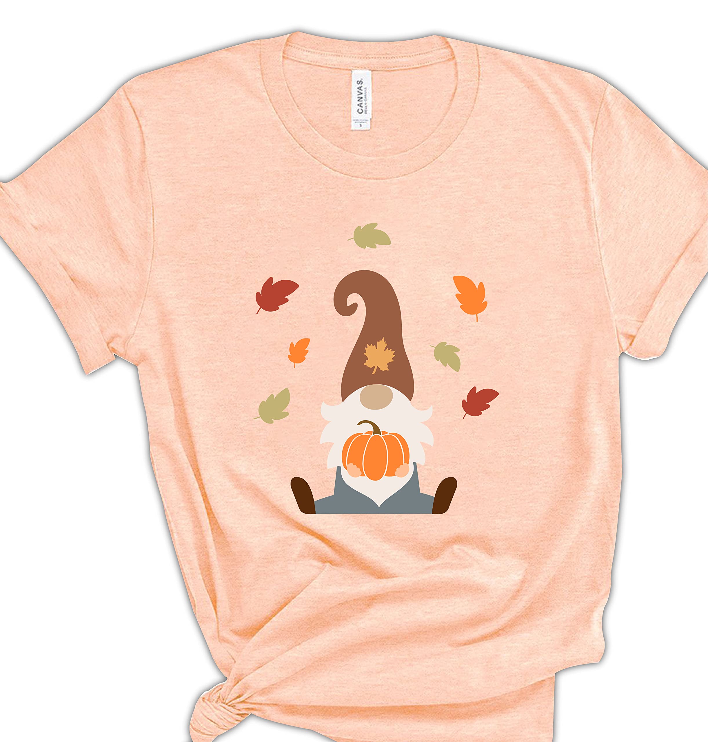 Gnomes T-Shirts for Women & Men | Fall Leaves & Pumpkin Print Autumn Tees | Thanksgiving & Halloween Graphic Shirts | Cozy Seasonal Gift for Christmas & Holiday Gatherings
