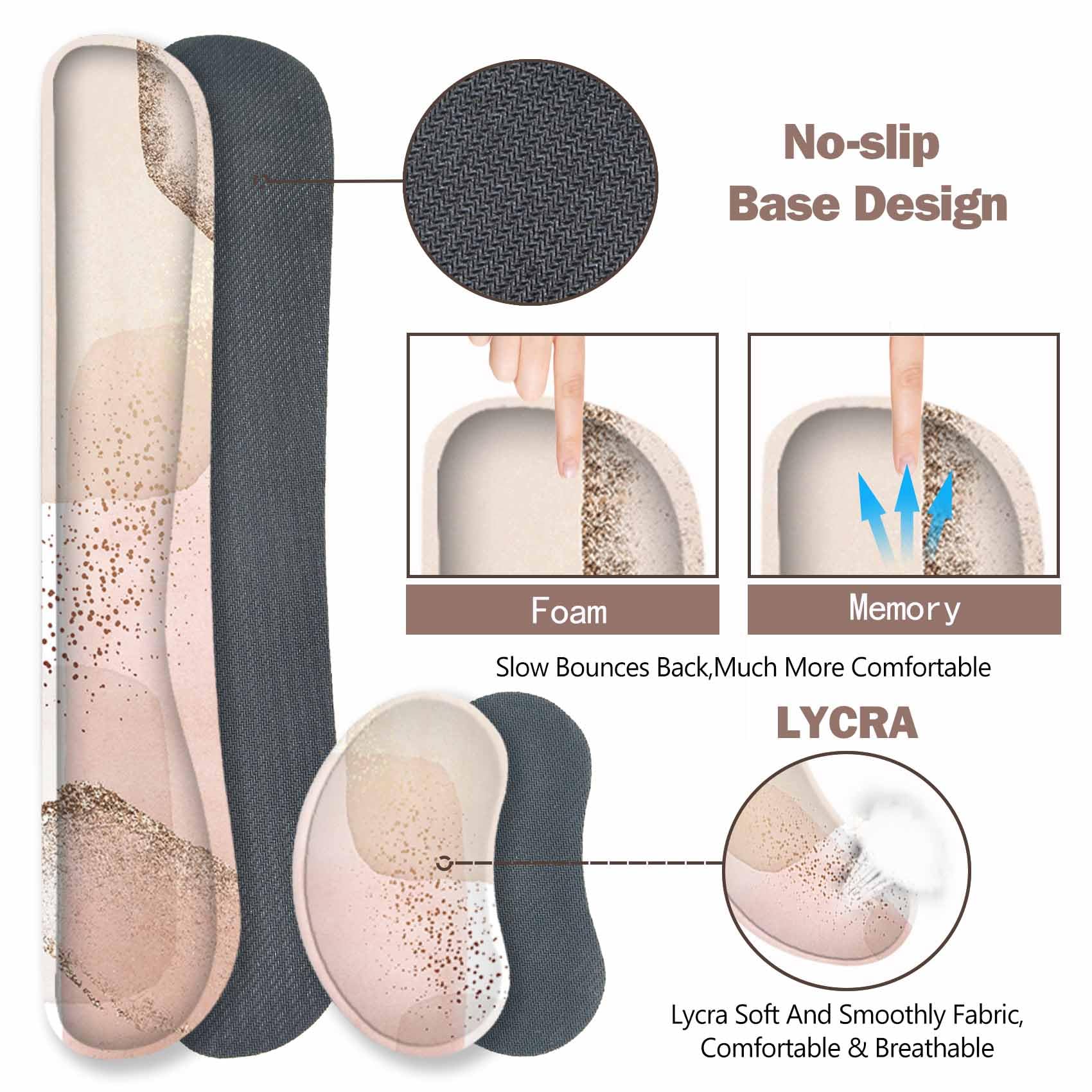 ToLuLu XXL Gaming Mouse Pad Set - 4 in 1 Desk Mat with Memory Foam Wrist Support, Keyboard Wrist Rest & Coaster for PC Gamers & Office Workers - Pink Gold (Ergonomic Pain Relief for Long Computer Sessions)