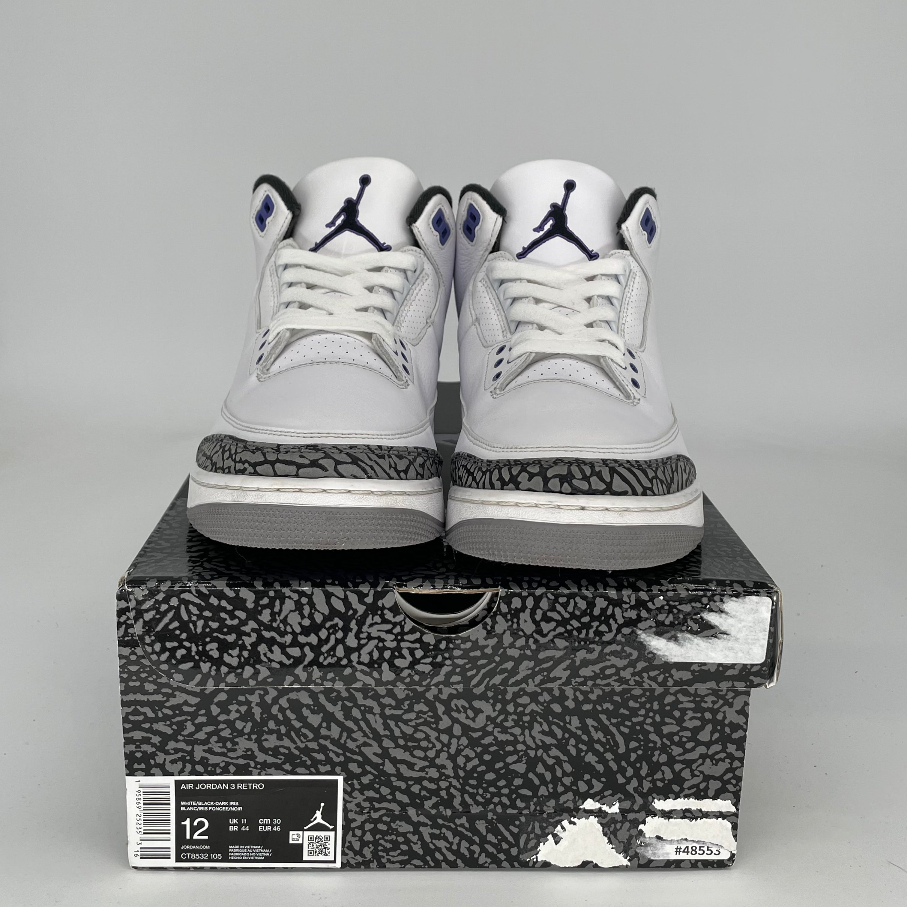 AIR JORDAN 3 DARK IRIS Men's Basketball Shoes - Size 12 (CT8532-105) | Retro Sneakers for Streetwear & Casual Outfits