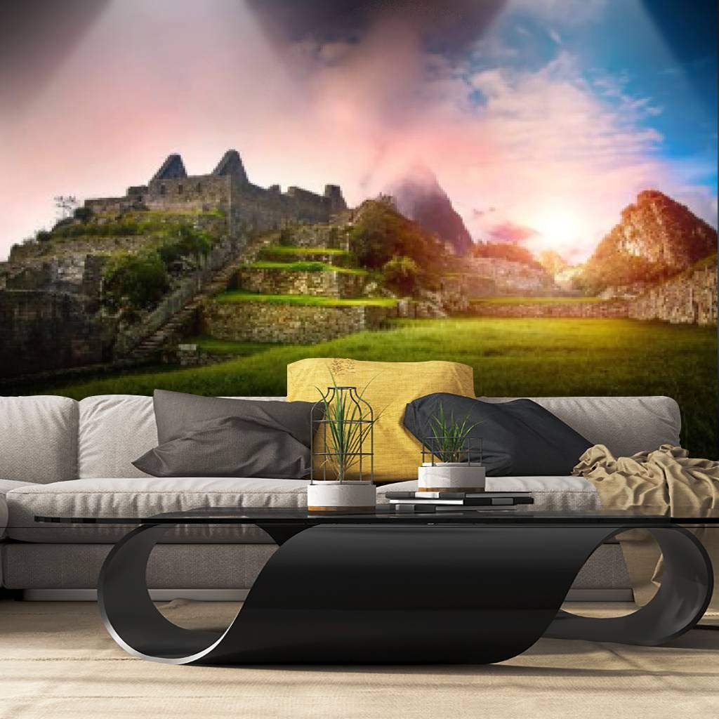 Machu Picchu Sunrise Stone Ruins Wall Mural - Peel & Stick Self-Adhesive Wallpaper - Large Removable Vinyl Wall Sticker for Living Room, Bedroom, Office Decor | Easy DIY Home Improvement