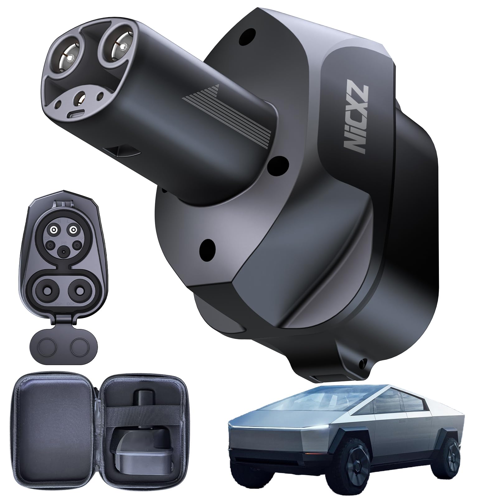 4-in-1 CCS & J1772 to Tesla/Cybertruck (NACS) Adapter - Fast Charging Compatible with Tesla Model 3/S/X/Y & Cybertruck - Works with CCS1 DC Superchargers & AC J1772 Stations - Level 1/2/3 Charger Compatible - Perfect for Road Trips & Home Charging Solutions