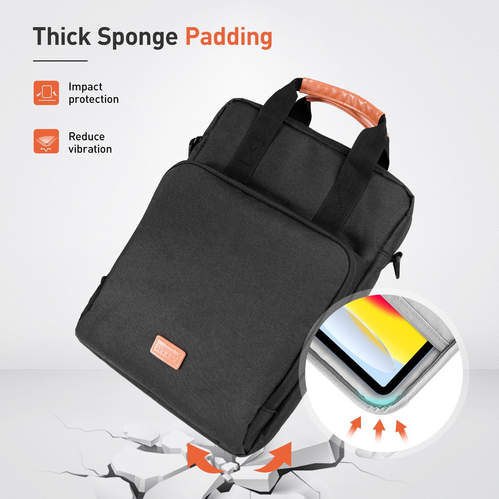 DTTO 9-11 Inch Tablet Sleeve Bag with Adjustable Shoulder Strap & Dual Handles - Compatible with iPad 11-inch A16/Air M3/M2, iPad 10/9/8/7th Gen, iPad Air 5/4 10.9
