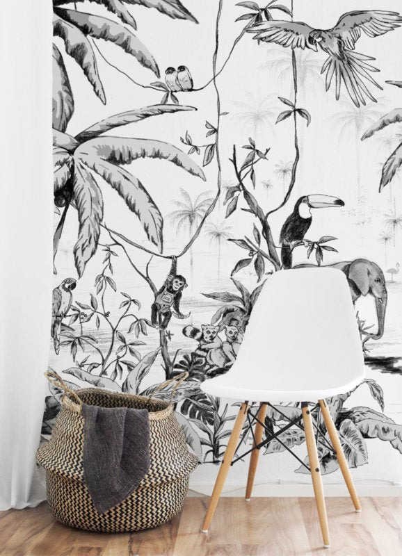 Jungle Wallpaper - Tropical Leaves & Exotic Plants Design for Home Decor | Perfect for Living Room, Bedroom & Nursery