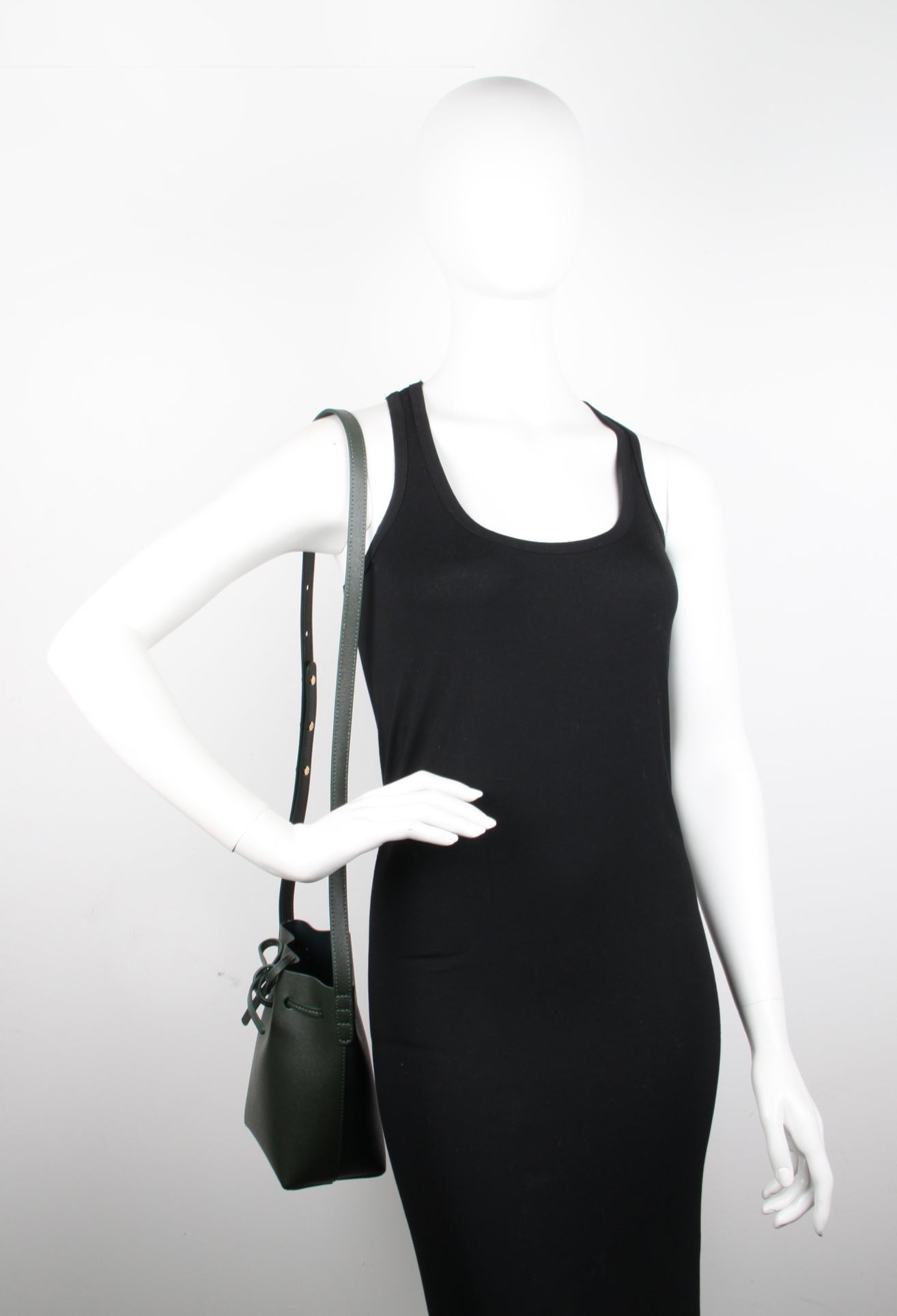 Mini Saffiano Leather Bucket Bag in Moss Green - Stylish Crossbody Purse for Women, Perfect for Everyday Use, Travel & Shopping