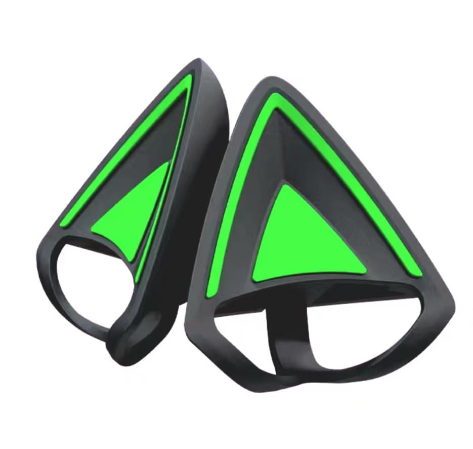 Cute Kitty Cat Ears Headphone Accessories - Compatible with HyperX, Razer, SteelSeries & More Gaming Headsets (Green) - Perfect for Cosplay, Gaming Streams & Anime Conventions