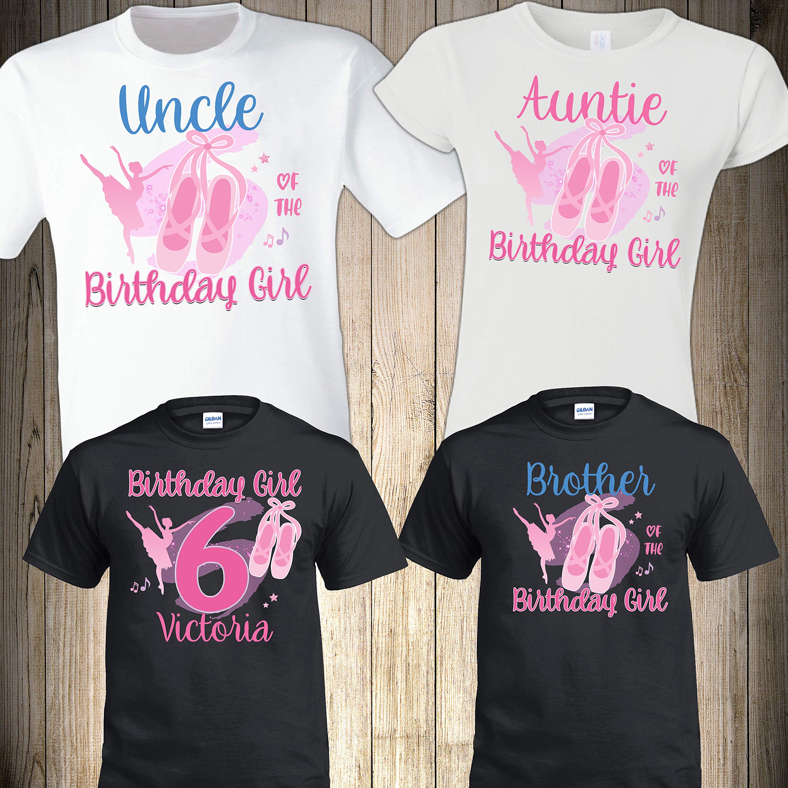 Custom Ballerina Birthday Shirt for Girls - Matching Family Ballet Party Outfits - Princess Ballerina Dance Costume for Birthday Celebrations & Dance Recitals