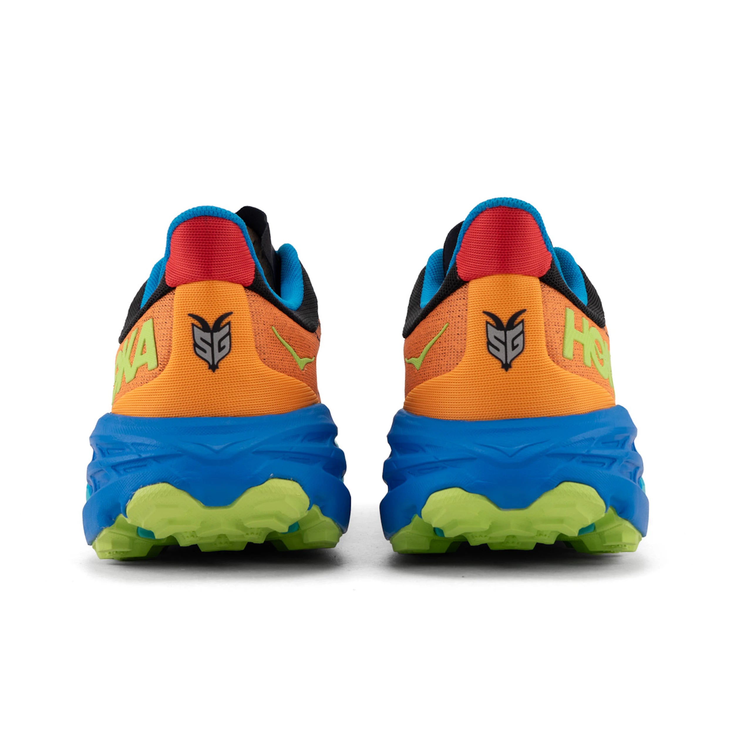 HOKA Men's Speedgoat 5 Trail Running Shoes - Solar Flare/Diva Blue | Lightweight Cushioned for Hiking & Outdoor Adventures