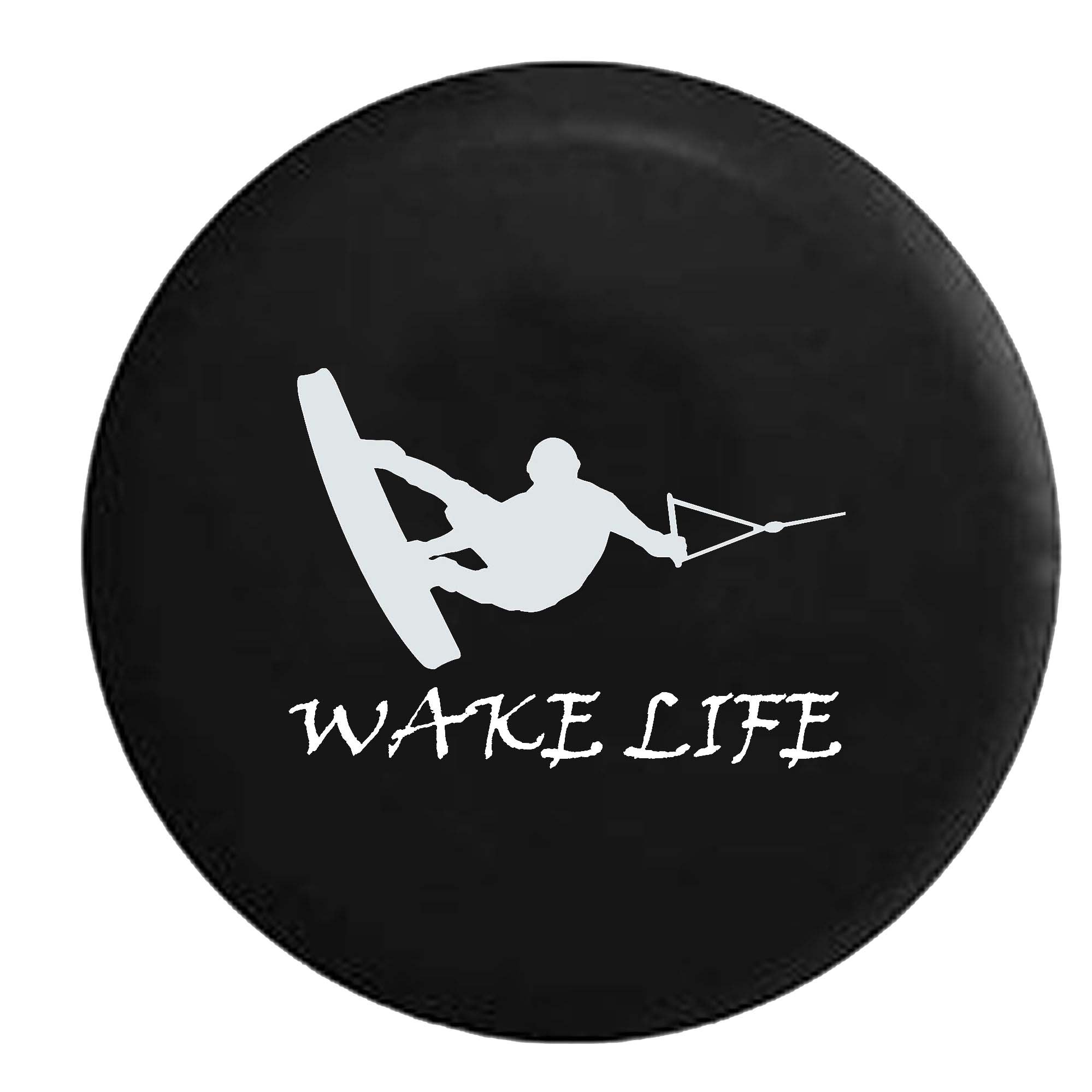 American Educational Products 35-inch Vinyl Black Wake Life Board Spare Tire Cover for Wakeboarding, Boating & Skiing | Durable Waterproof Protection for Trailers & RVs