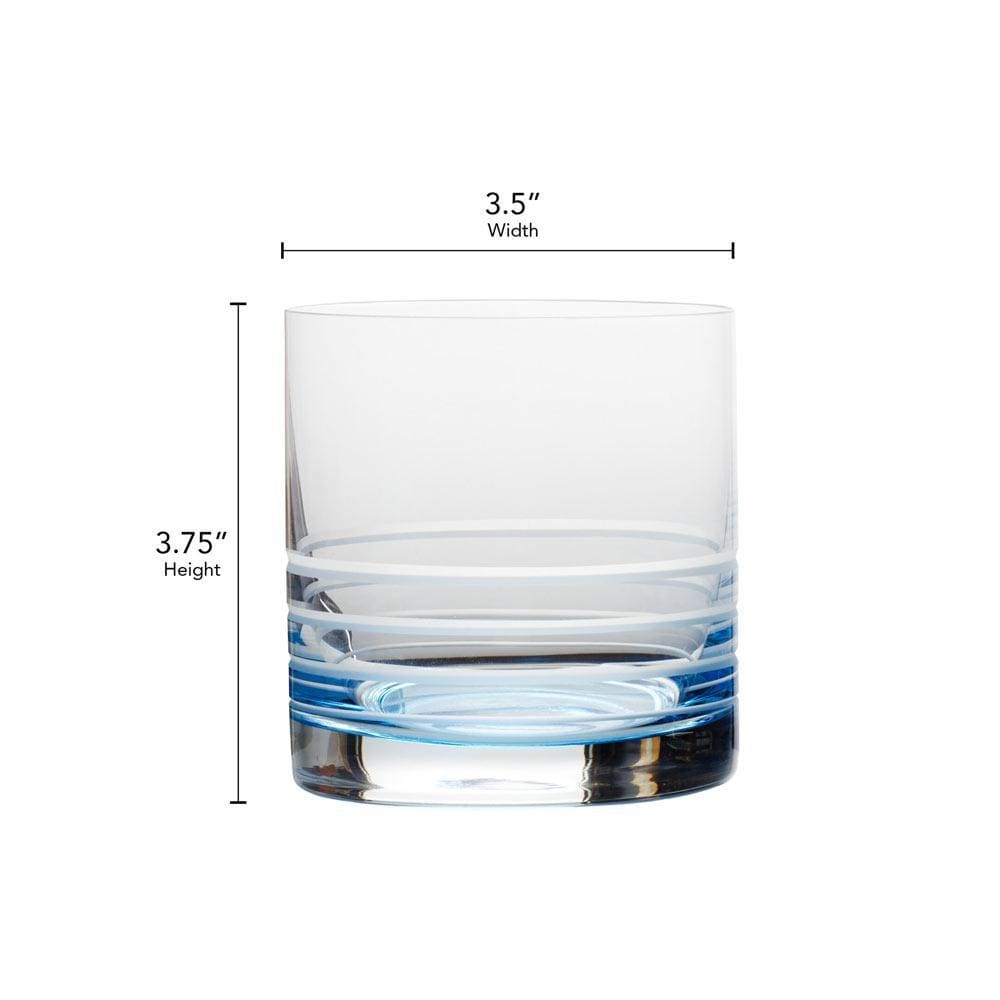 Cal Blue Ombre Set of 4 Double Old Fashioned Whiskey Glasses - Elegant Cocktail Glasses for Bourbon, Scotch & Whiskey - Perfect for Home Bars, Parties & Gifts