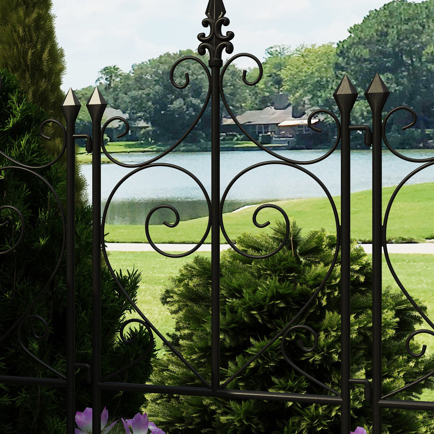 Rustproof Metal Garden Fence Panel Set of 5 - Decorative Outdoor Fencing for Yard, Patio & Landscape Design