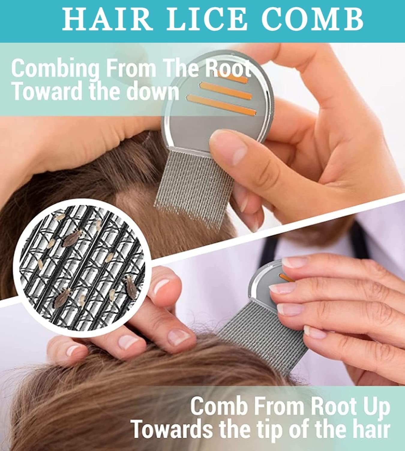 Professional Stainless Steel Lice Comb for Head Lice Treatment - 2pc Terminator Louse & Nit Comb Set - Effectively Removes Nits & Lice Eggs - Perfect for Home, School & Travel Use