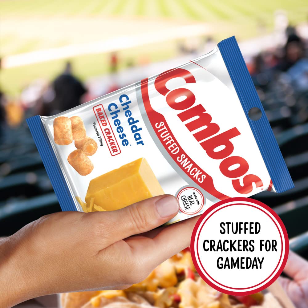 COMBOS Baked Cheddar Cheese & Crackers Snack Packs - 6.3oz Bulk Bags (12 Pack) | Perfect for School Lunches, Office Snacks & Road Trips