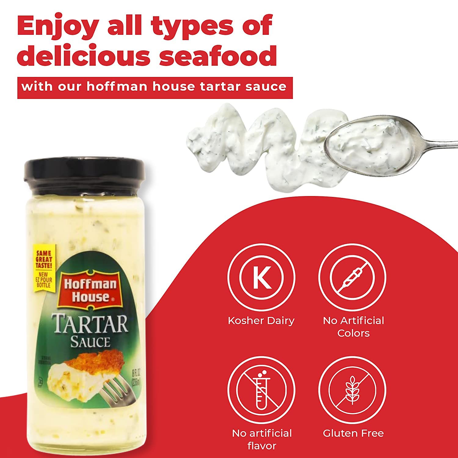 Hoffman House Tartar Sauce - Premium Seafood Condiment for Fish, Shrimp & Crab - Perfect for Sandwiches, Dips & Seafood Platters