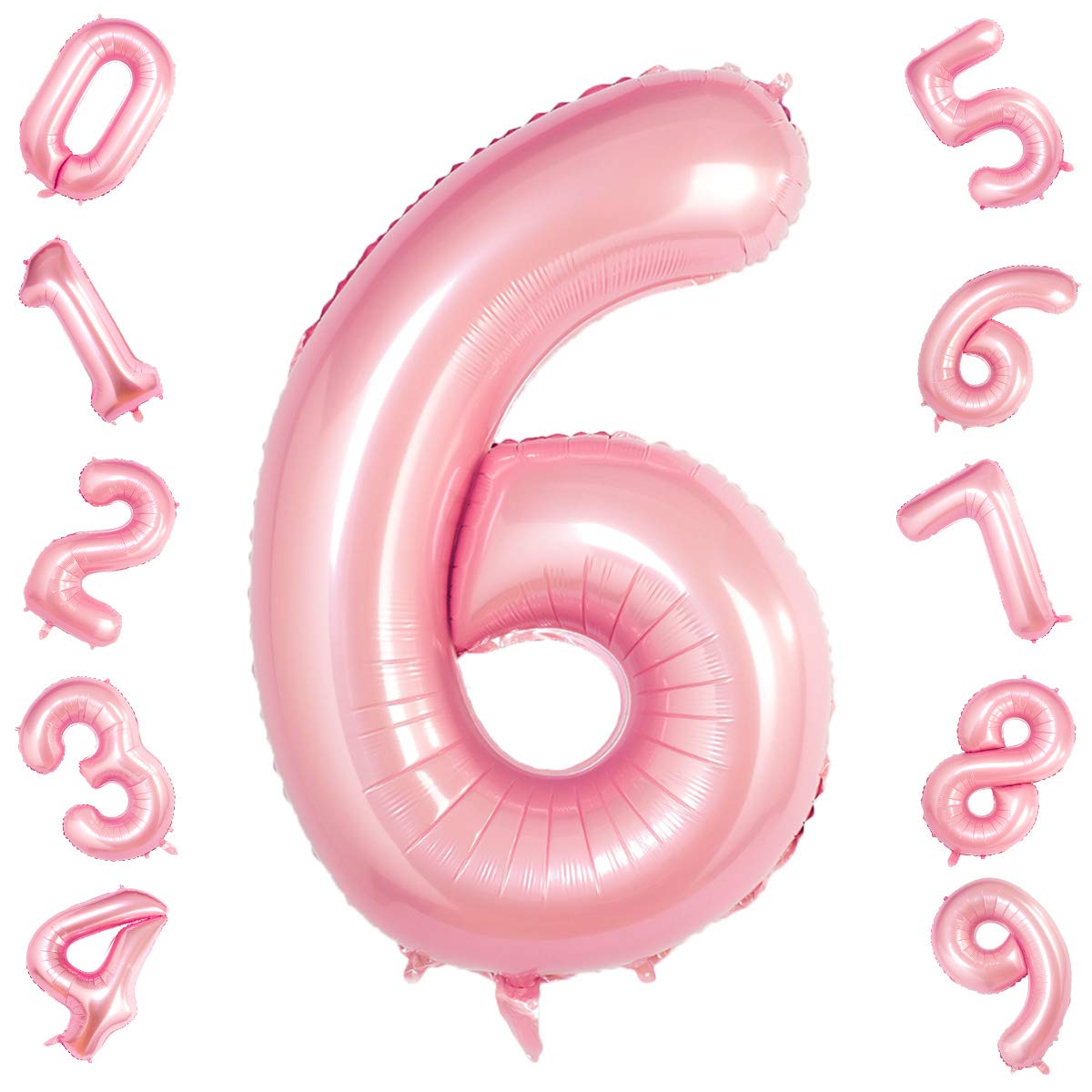 40 Inch Tiffany Pink Number 6 Foil Balloon - Large Helium Mylar Balloons for Birthday Party Decorations, Baby Shower, Anniversary & Graduation Celebrations