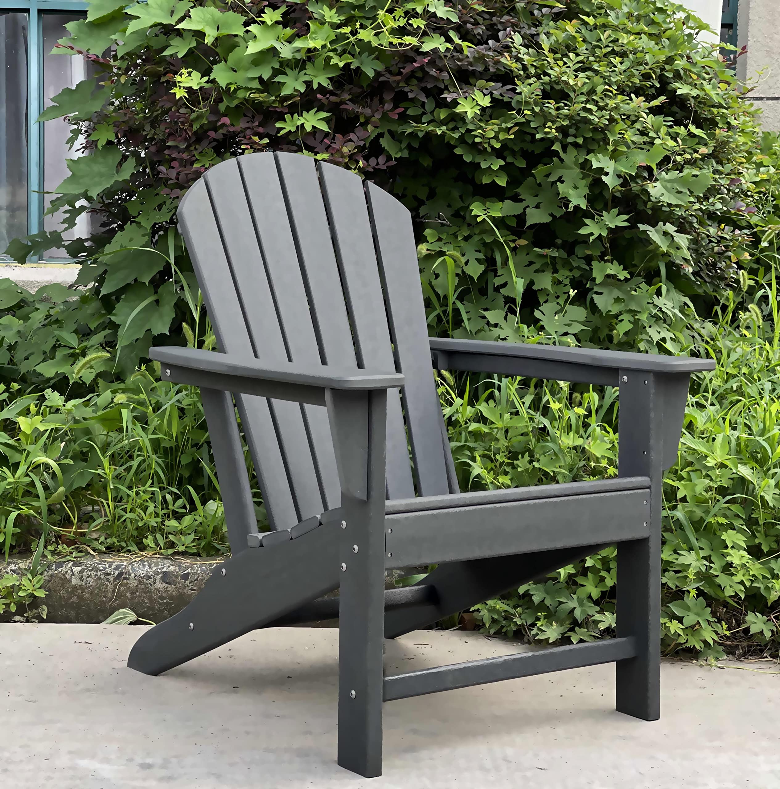 **HDPE Adirondack Chair - Outdoor Weather Resistant Plastic Lounge Chair for Pool, Patio, Deck, Garden, Backyard & Lawn - Slate Gray - Perfect for Relaxing by the Beach or in Your Outdoor Space**