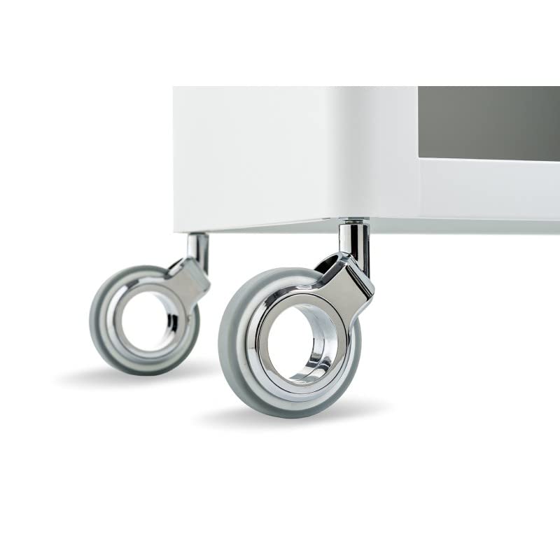 DON HIERRO - White Stainless Steel Bathroom Cabinet on Wheels with Storage, Mobile Utility Cart for Bathroom Organization - Perfect for Small Spaces, Apartments & Home Decor