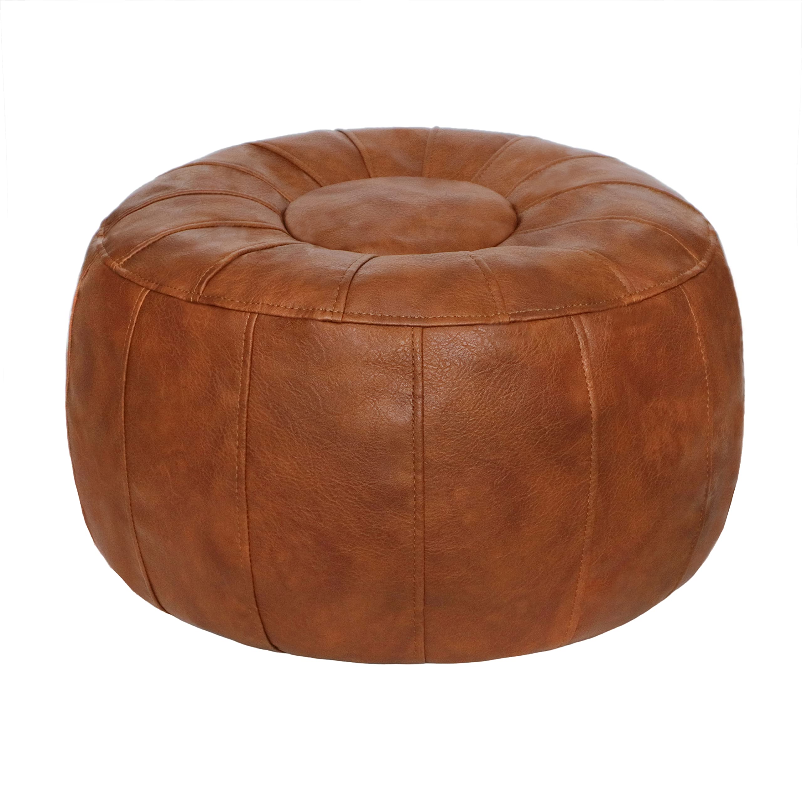 Thgonwid Moroccan Ottoman Pouf Cover - Unstuffed Footstool Storage Solution, Bean Bag Chair & Foot Rest in Brown | Perfect for Living Room, Bedroom & Home Decor