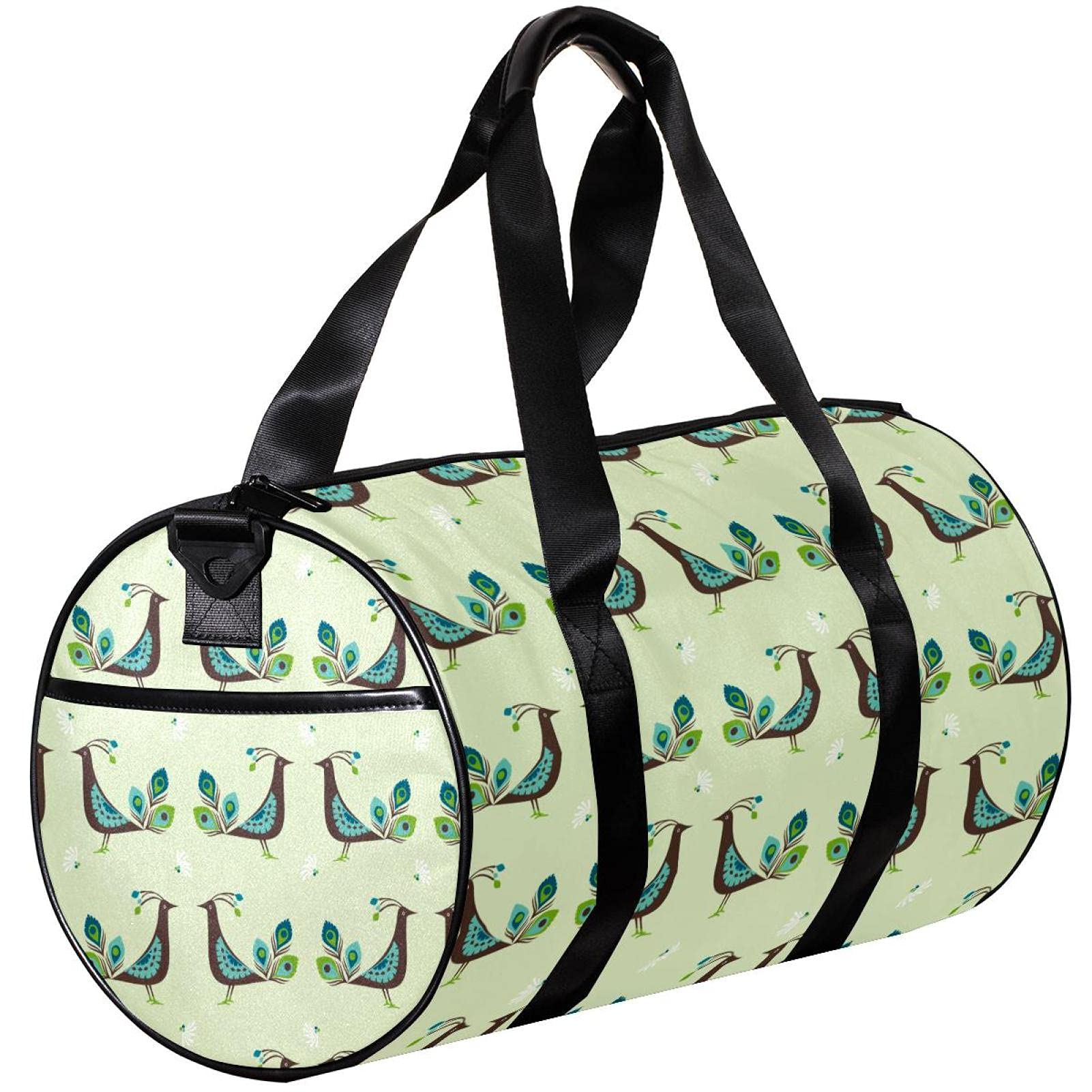 Stylish Peacock Print Small Travel Duffel Bag - Lightweight Canvas Gym Bag for Women & Men - Perfect for Sports, Gym, Weekend Getaways & Airplane Carry-On