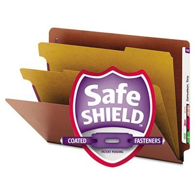 Smead Extra-Heavy Recycled Pressboard End Tab Classification Folders - Letter Size, Red (Pack of 2) - Perfect for Office Organization, School Supplies, and Document Filing
