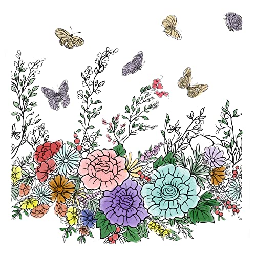 Spring Butterfly Flower Clear Stamps for Card Making - Floral Leaves Rubber Stamps with Transparent Background for DIY Scrapbooking, Photo Albums & Journaling - Perfect for Handmade Greeting Cards, Wedding Invitations and Craft Projects