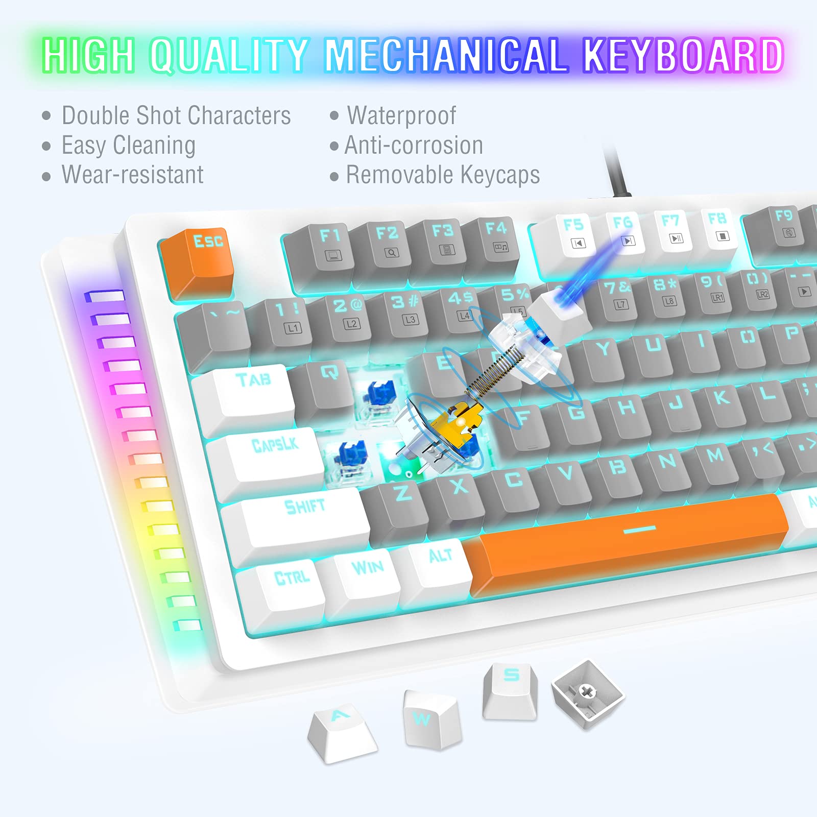 E-YOOSO 75% Mechanical Gaming Keyboard - Blue Switches, RGB Backlit for PC/Mac Gaming