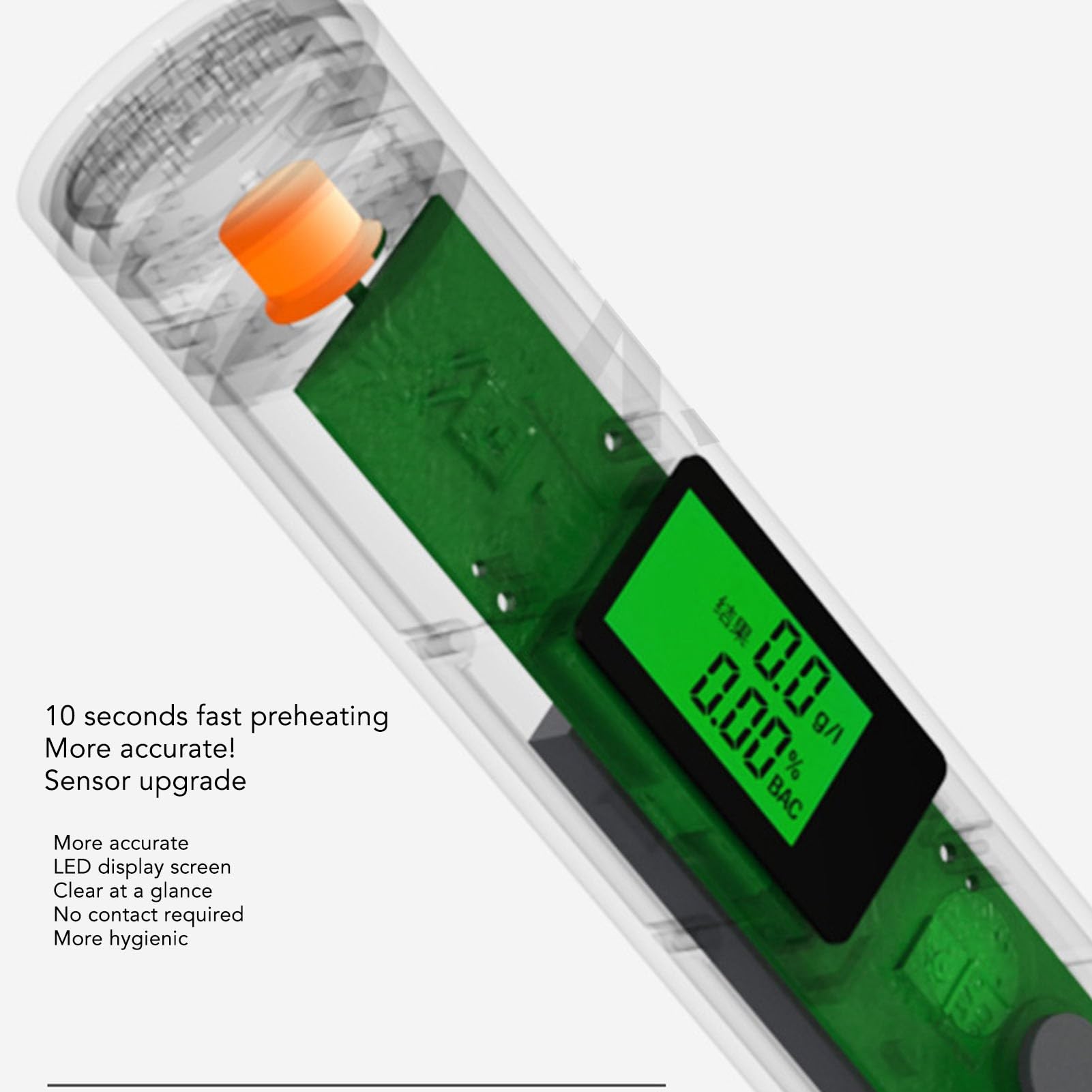Portable Alcohol Breathalyzer Tester - Fast & Accurate BAC Detection for Personal & Professional Use - Quick Response Alcohol Content Analyzer (White) - Ideal for Road Safety, Workplace Testing & Home Use
