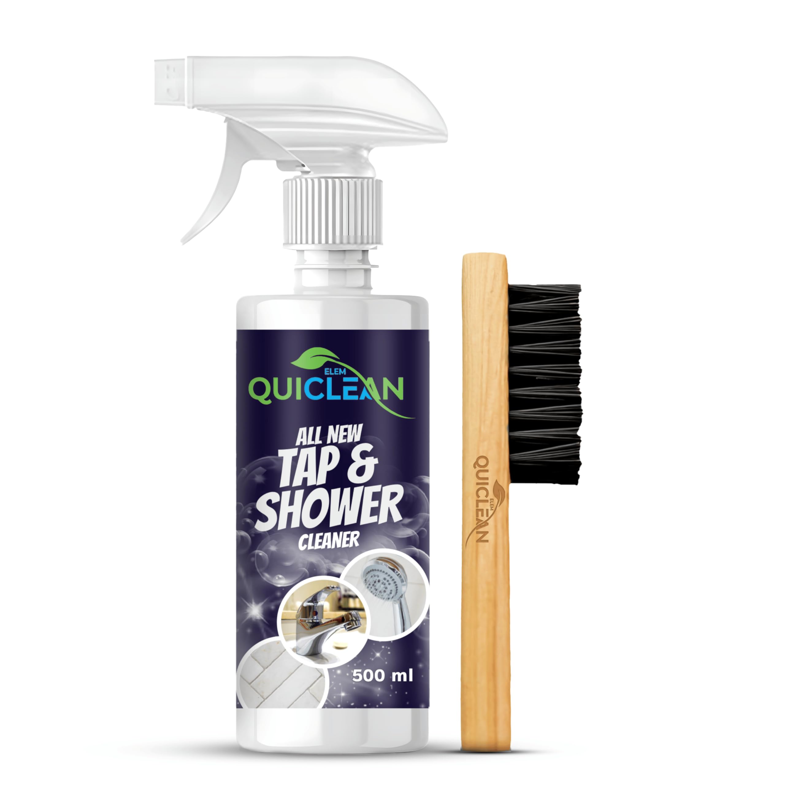 Quiclean 500ML Tap & Shower Cleaner - Powerful Limescale & Hard Water Stain Remover for Kitchen & Bathroom Fixtures, Tiles, Sinks | Fast-Acting Descaler for Sparkling Clean Taps & Showers | Ideal for Daily Cleaning & Tough Stain Removal