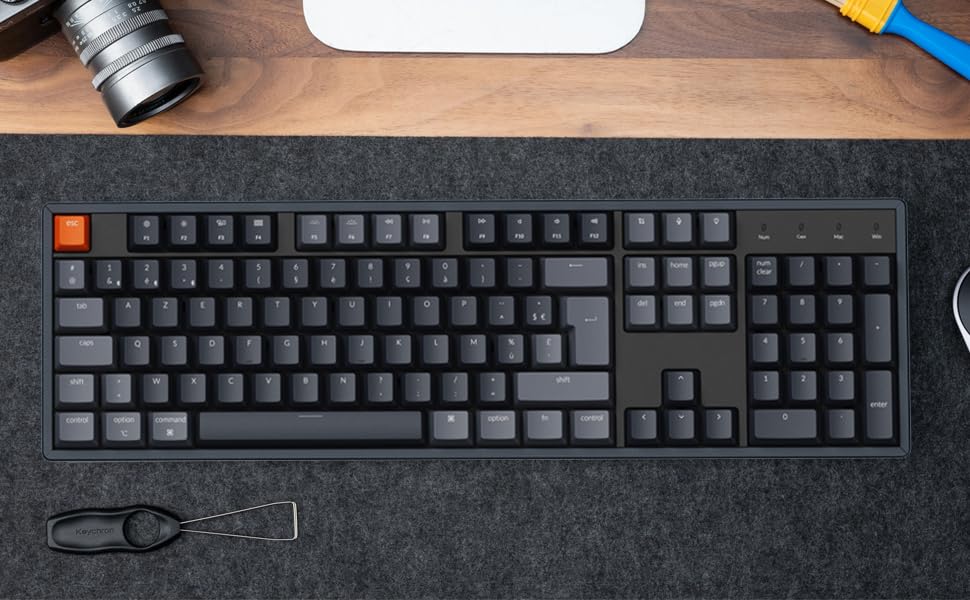 Keychron K10 Wireless Mechanical Gaming Keyboard - Full Size Bluetooth/Wired RGB Backlit, Aluminum Frame, Gateron G Pro Red Switch for Mac/Windows - Perfect for Office Work, Gaming & Programming