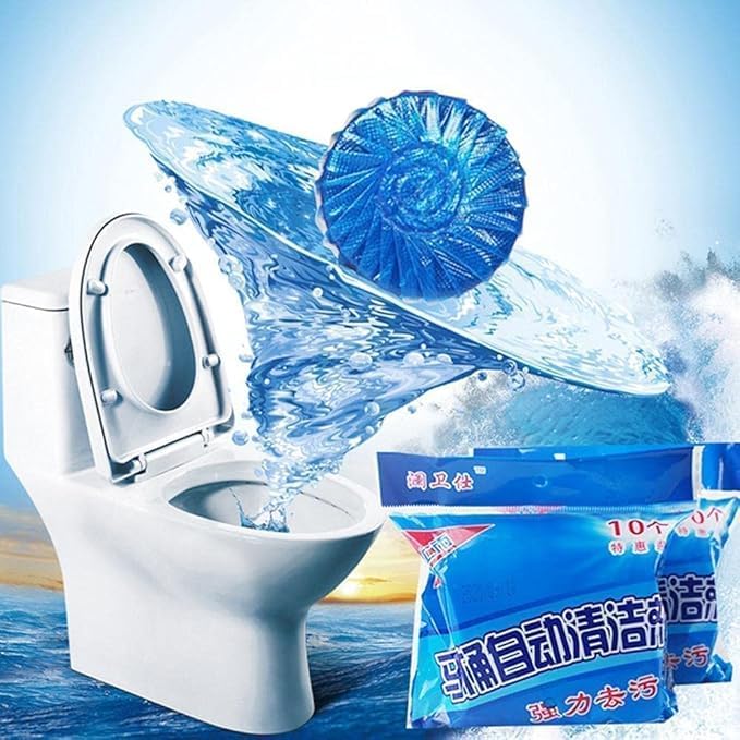 **Automatic Toilet Bowl Cleaner Tablets - 10 Pack | Blue Toilet Tank Cleaner with Strong Detergent & Long-Lasting 300 Brushes | Mild Fresh Pine Scent for Bathroom & Home Cleaning**    *(Perfect for Daily Toilet Maintenance, Hotels, Restrooms & Household Use)*