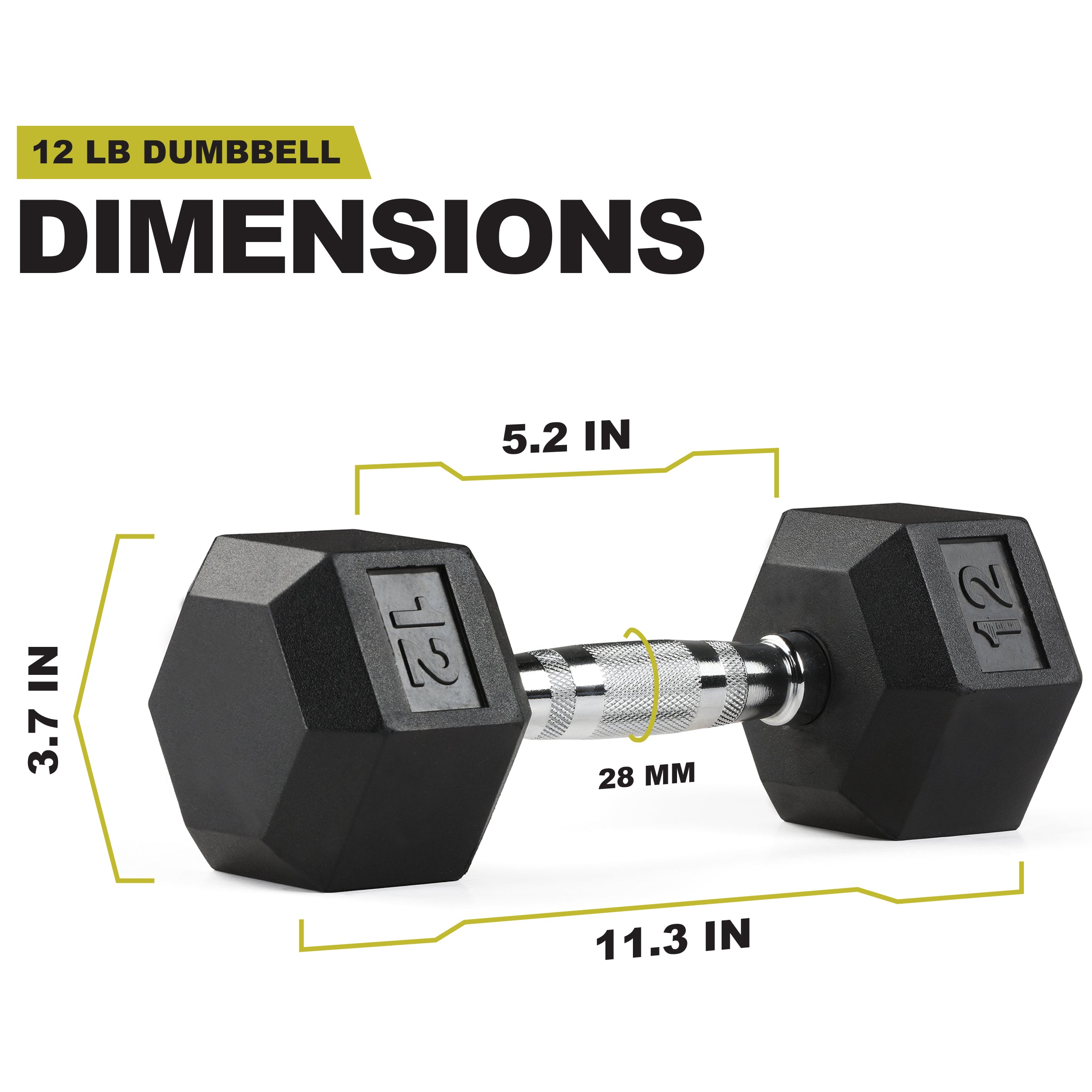 PRCTZ Rubber Encased Hex Dumbbell Set (Pair) - 5 to 40 lbs Weight Options for Home Gym, Strength Training & CrossFit Workouts | Non-Slip Grip & Durable Rubber Coating