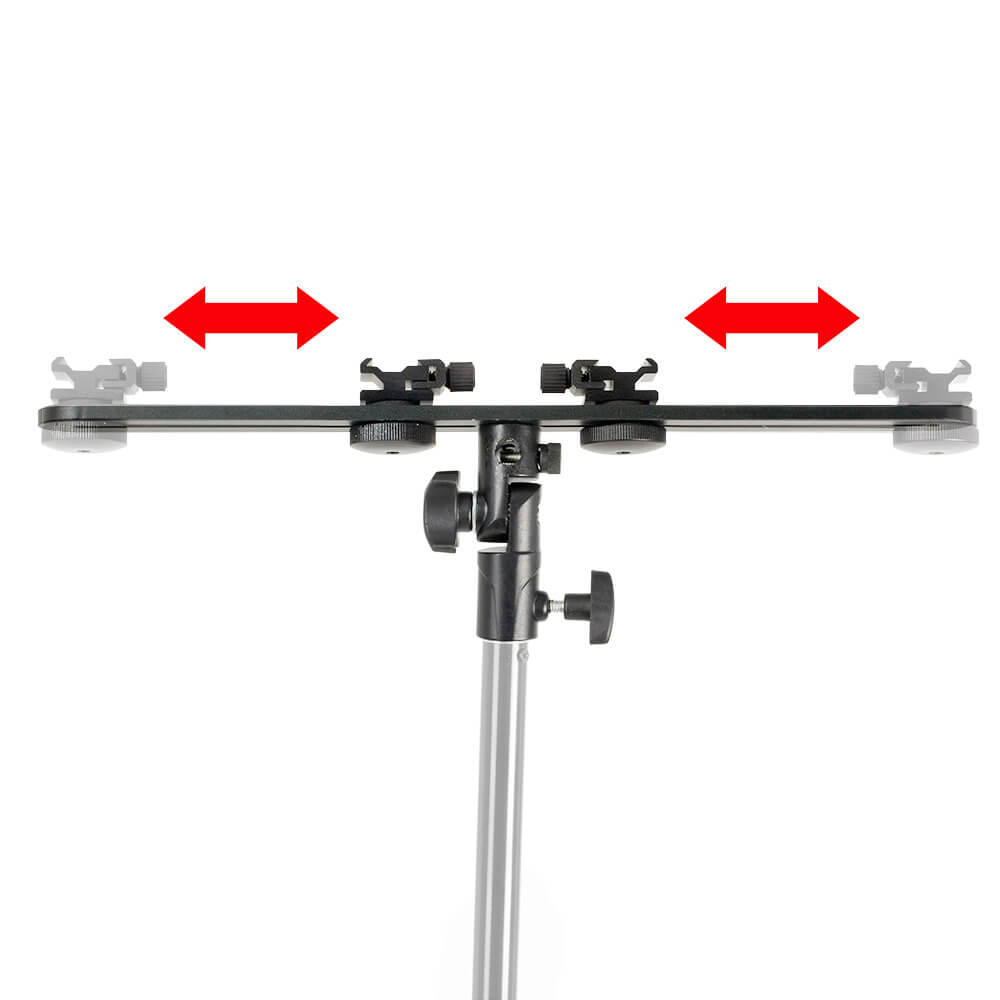 Dual Hot Shoe Speedlite Crossbar Bracket - Professional Flash Mount for DSLR Cameras - Perfect for Wedding, Portrait & Studio Photography
