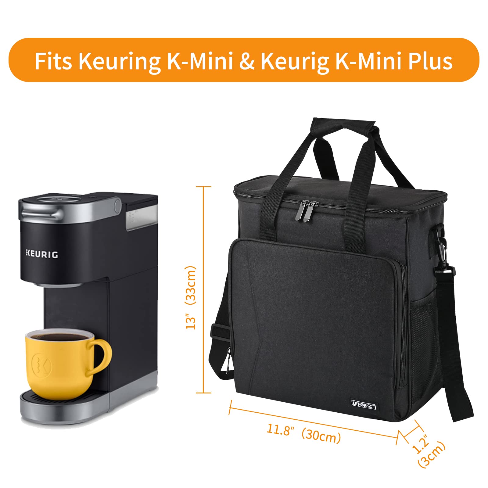 Portable Travel Coffee Maker Carrying Bag for Keurig K-Mini & K-Mini Plus - Compact Single Serve Coffee Machine Storage Case with Adjustable Shoulder Strap (Patented Design) - Perfect for Camping, Office & Road Trips