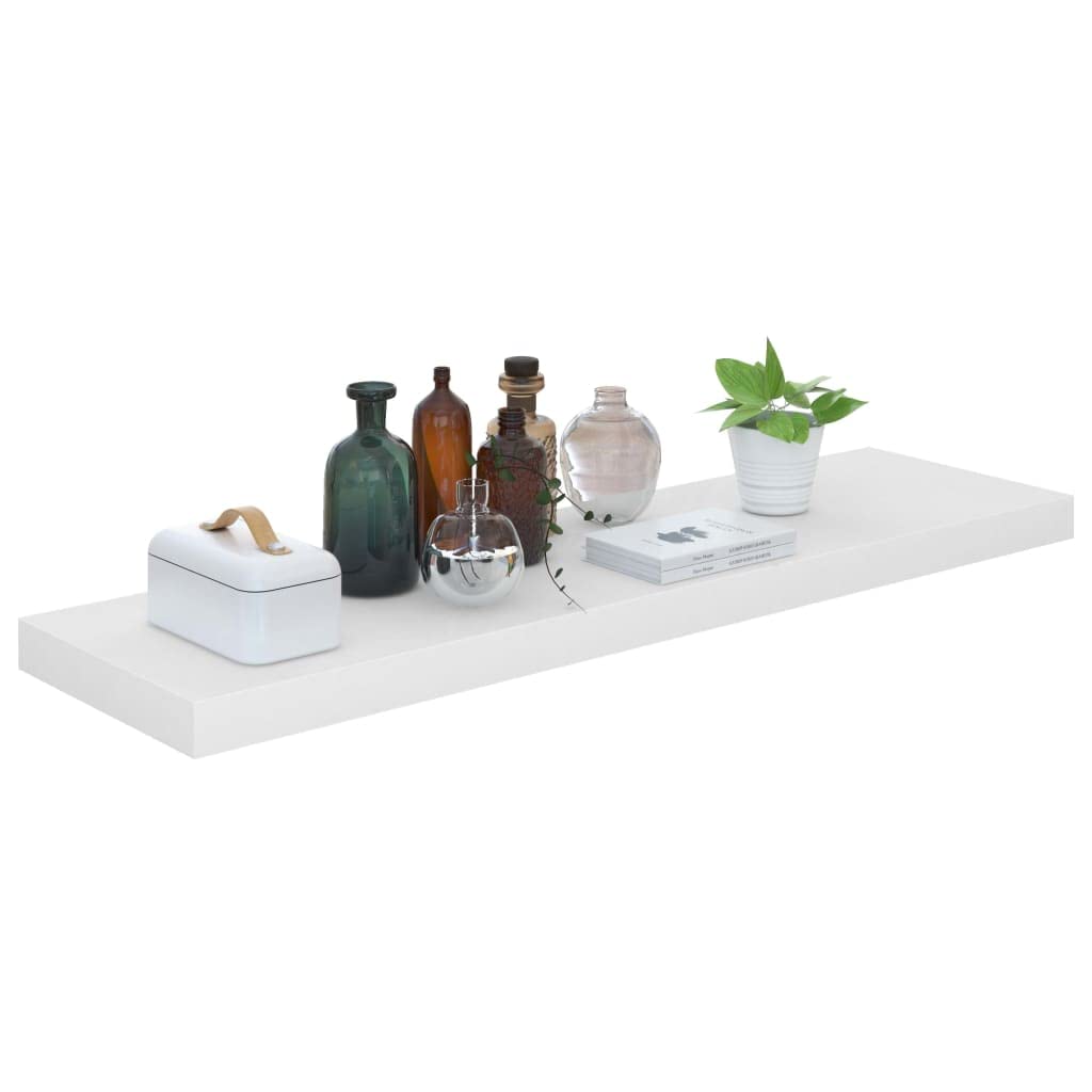 CHARMMA 323755 Floating Wall Shelves Set of 2 - High Gloss White MDF Shelves (35.4