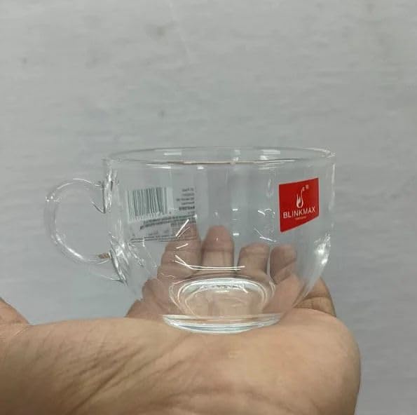 BLINKMAX 2-Pack Clear Glass Tea & Coffee Cups - 150ml Crystal Clear Drinking Glasses for Hot & Cold Beverages - Perfect for Tea, Coffee, Juice, and Cocktails at Home, Office, or Cafe