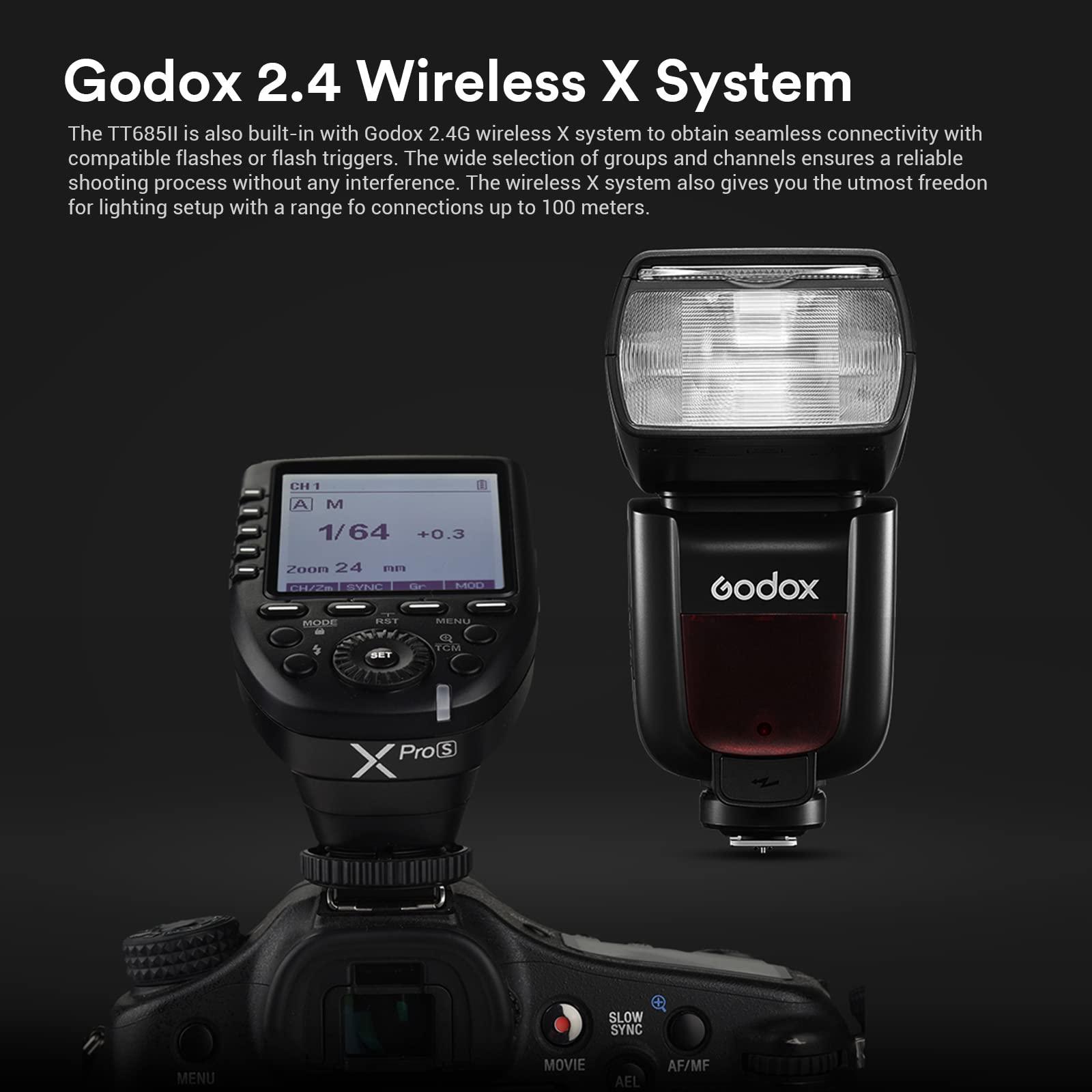 Godox TT685II-C E-TTL Flash Speedlite for Canon Cameras - GN60, HSS 1/8000s, 2.4G Wireless Transmission - Compatible with EOS 5D Mark III/II, 6D, 7D, 60D, 50D, 40D, 30D, 650D, 600D, 550D, 500D, 450D, 400D, 1100D - Perfect for Portrait, Wedding & Event Photography