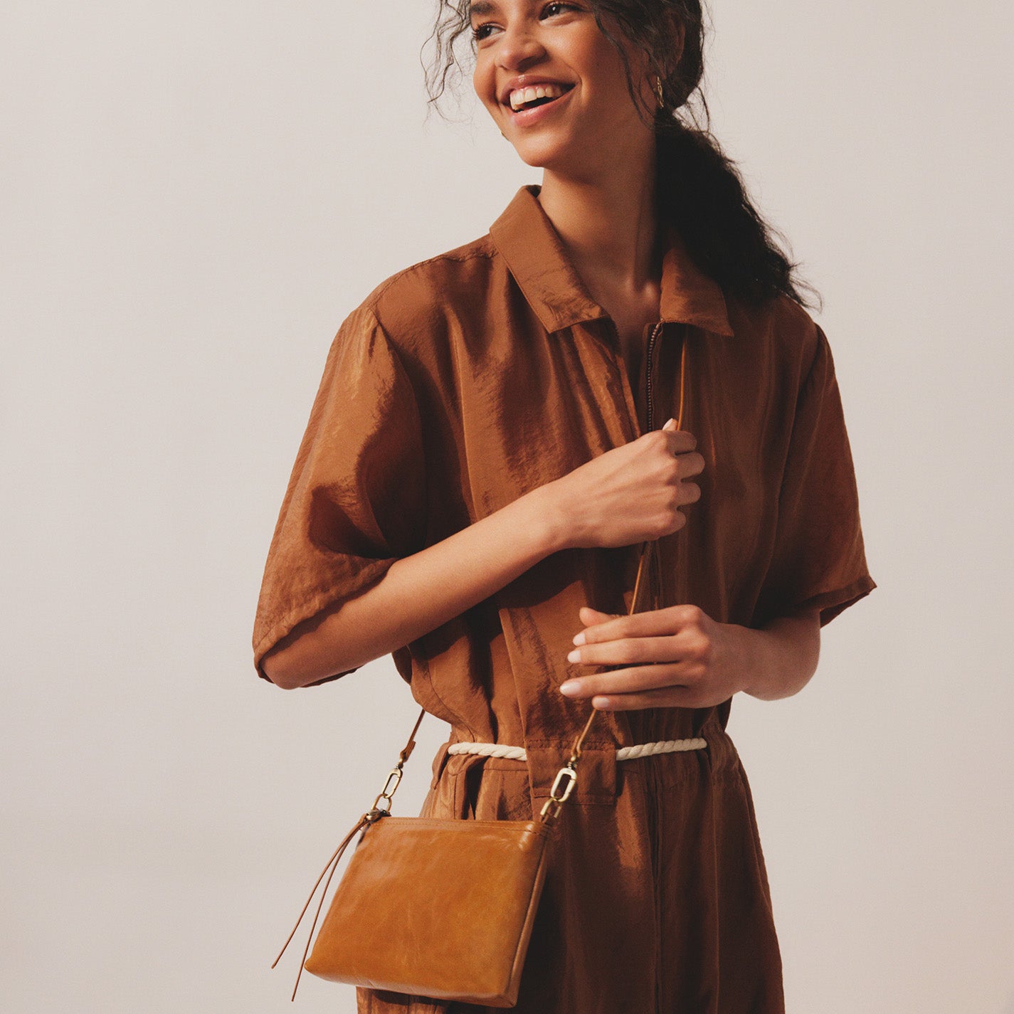 Darcy Crossbody Bag in Polished Leather - Truffle Brown | Stylish Women's Shoulder Purse for Work, Travel & Everyday Use