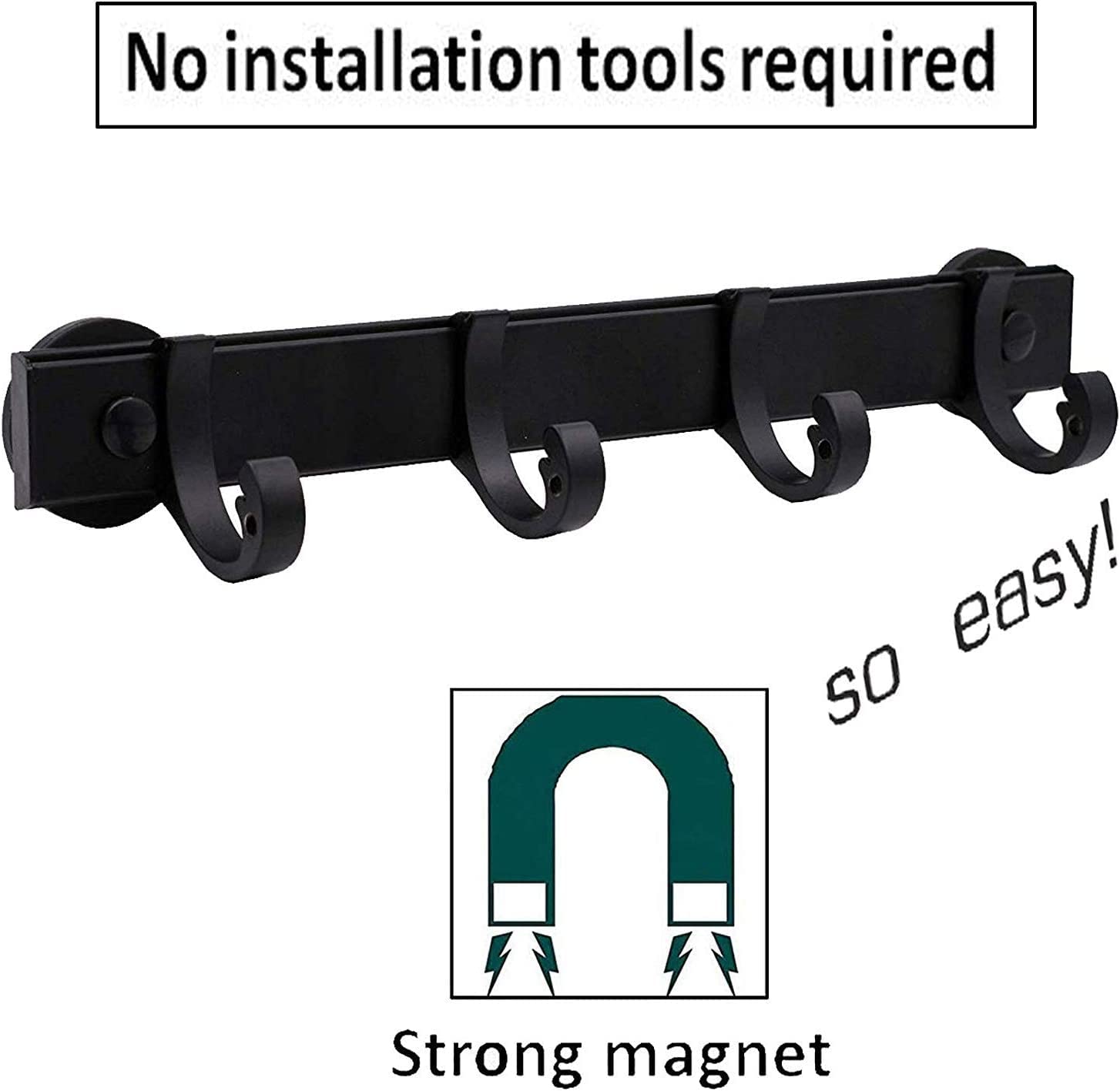 Magnetic BBQ Tool Rack - Universal Fridge Organizer & Grill Cutlery Holder with 4 Adjustable Hooks for Kitchen Utensils, Tongs, Oven Mitts, Whisks & Hand Towels - Perfect for Outdoor Grilling & Kitchen Organization