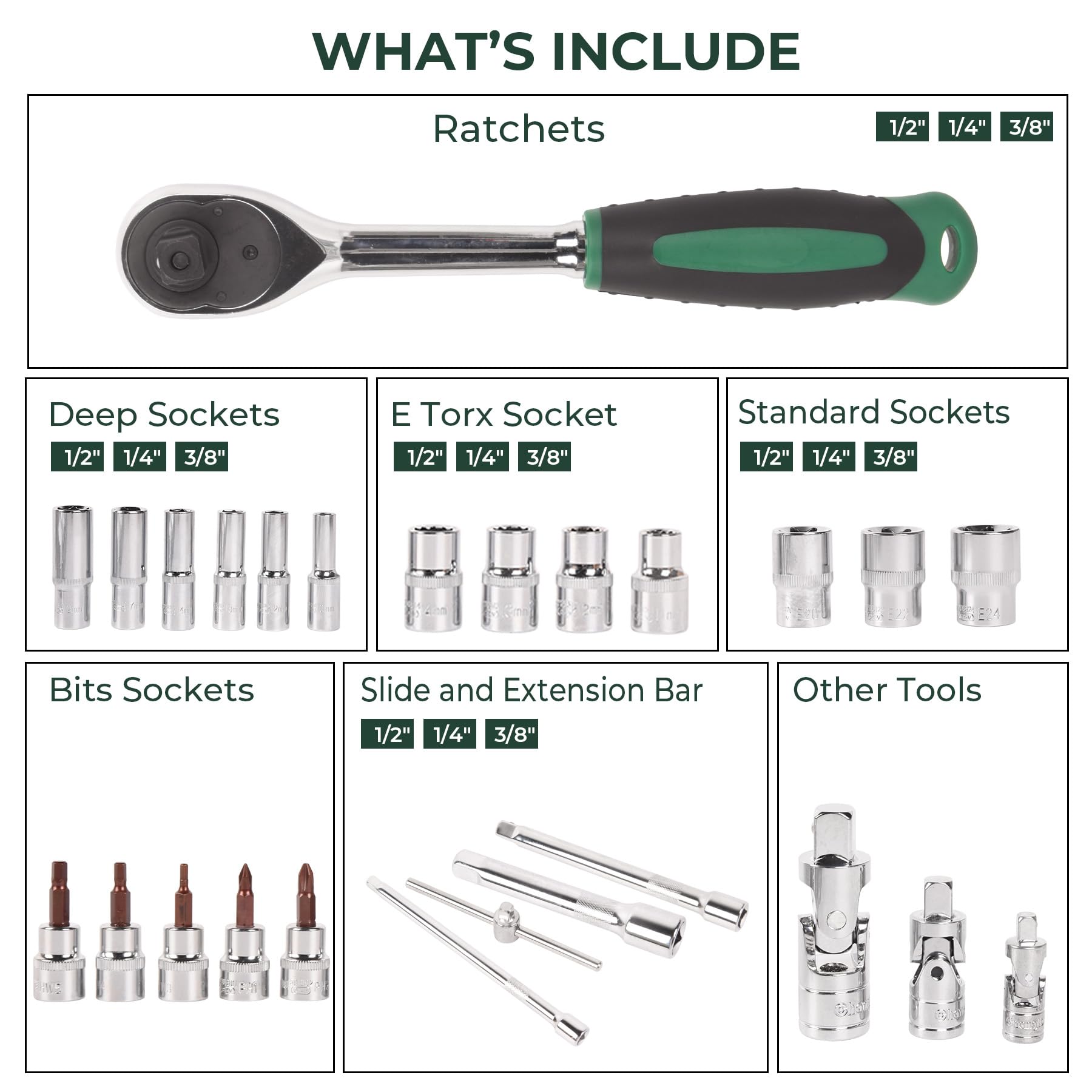 151-Piece Professional Socket and Drive Tool Set - 1/2