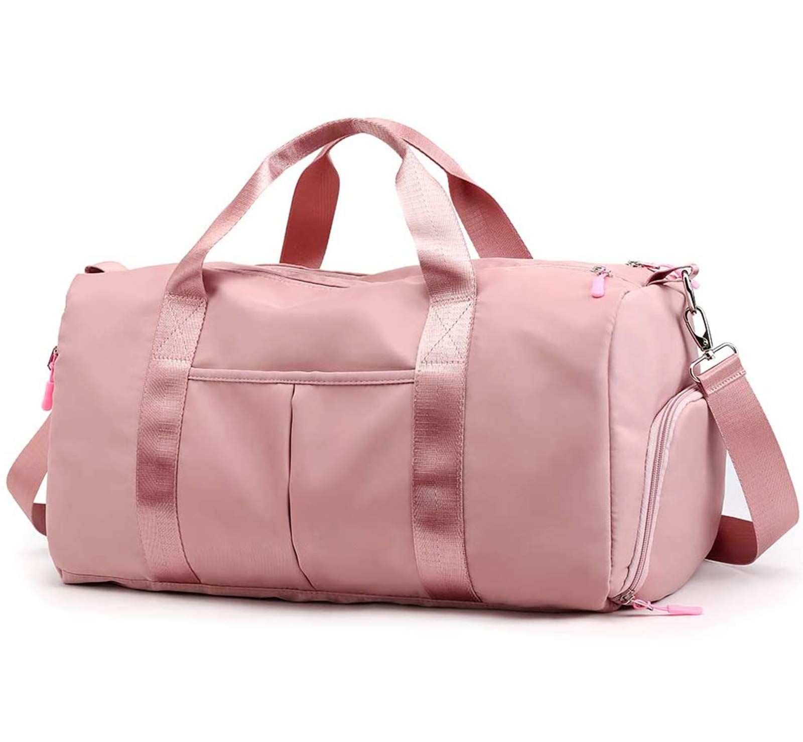 Waterproof Gym Bag for Men & Women - Sports Duffel with Wet/Dry Compartments, Shoe Pocket - Ideal for Travel, Swim, Yoga & Training (Pink)