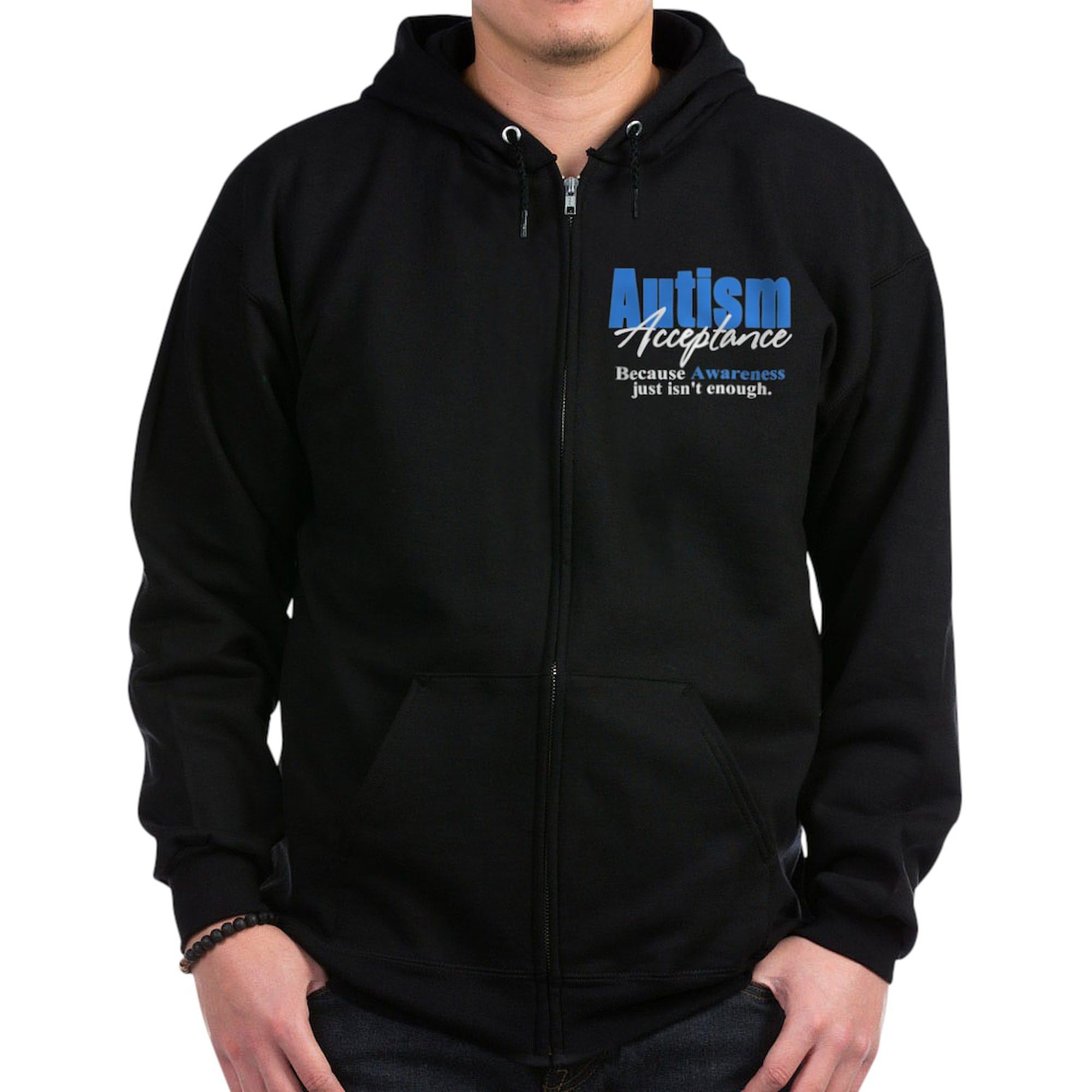 Autism Awareness Zip-Up Hoodie for Men - Comfortable Dark Pullover Sweatshirt for Casual Wear & Supportive Apparel