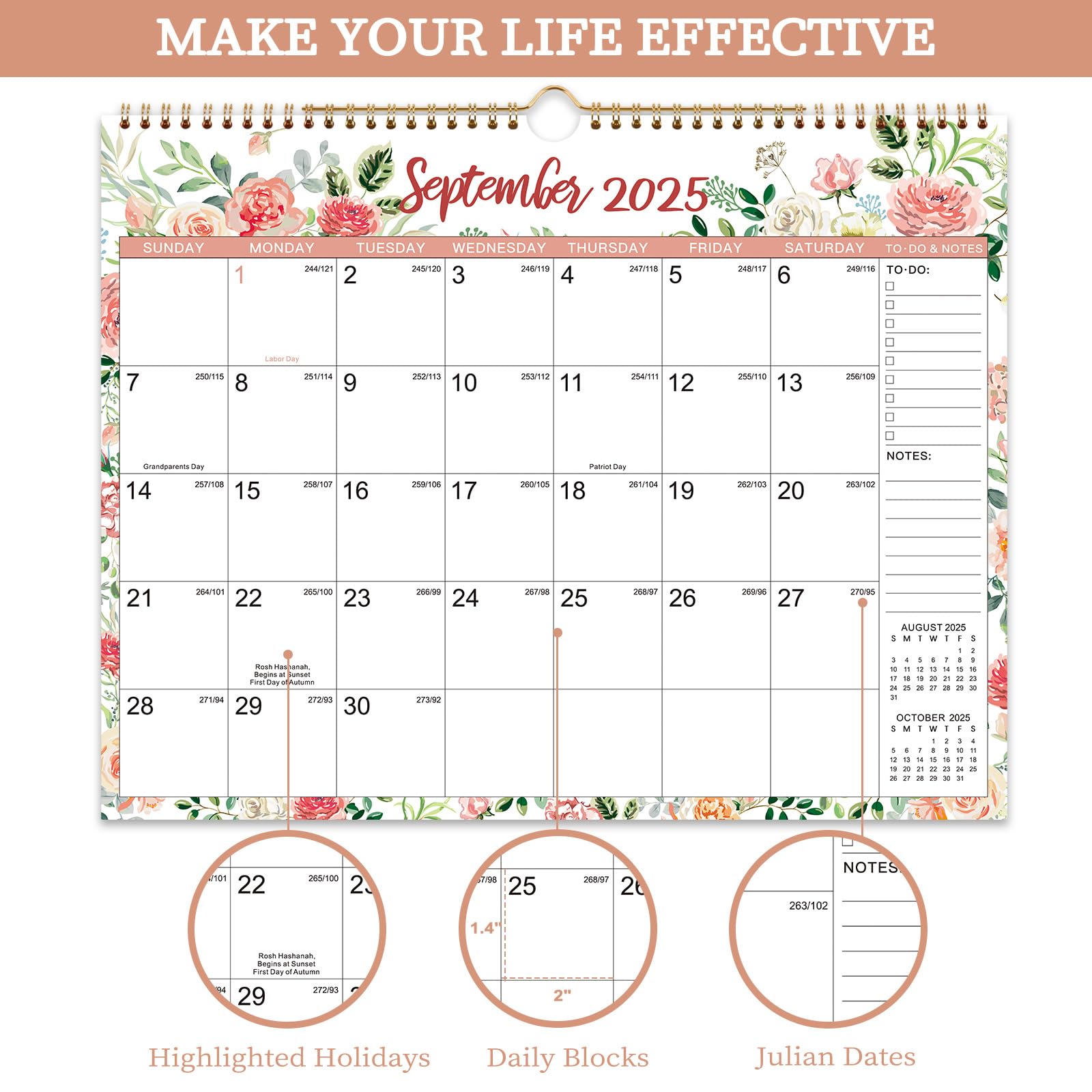 2025-2026 Wall Calendar - 18 Month Planner from July 2025 to December 2026 | 15