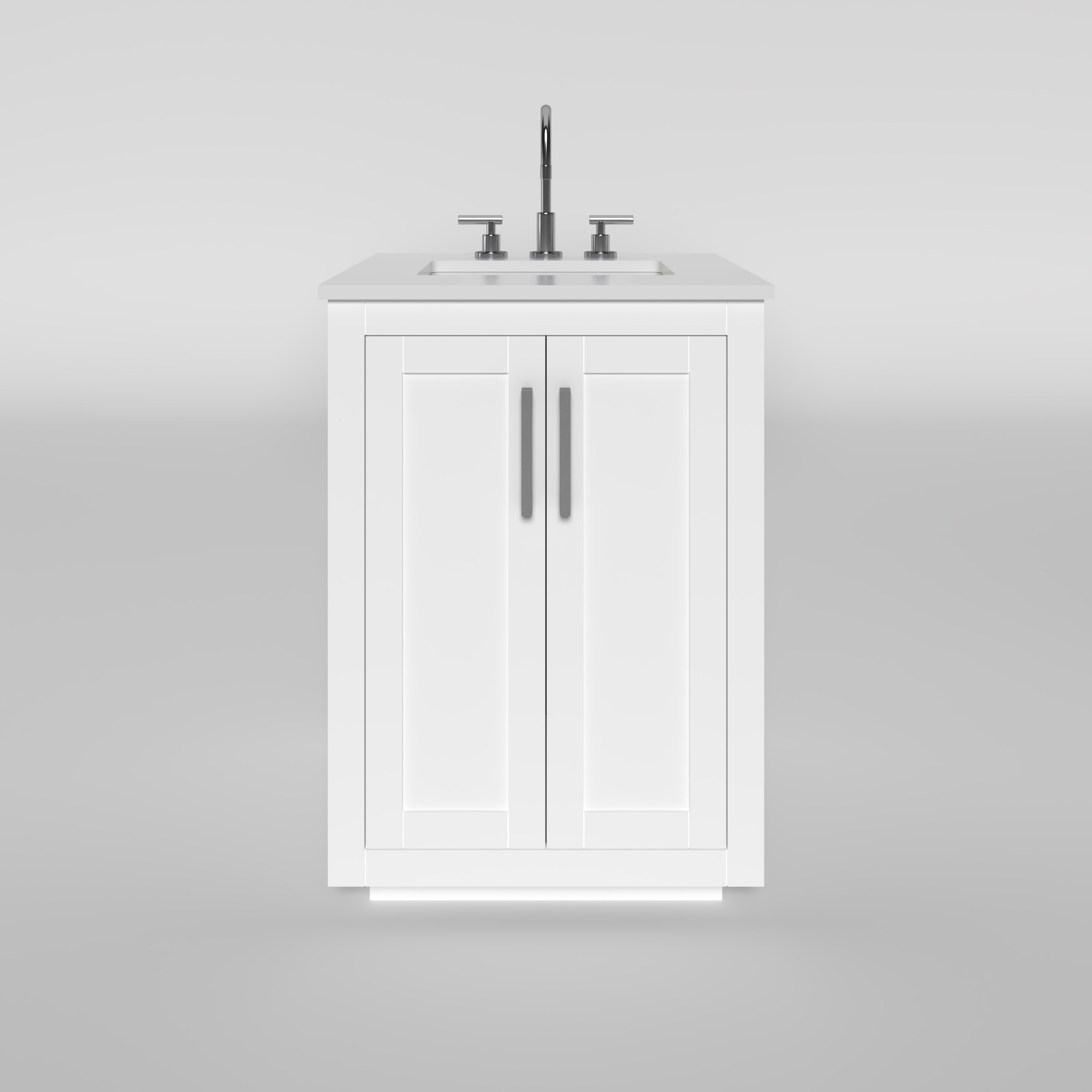23.5 Inch White Bathroom Vanity Cabinet - Nearmé Miami Modern Single Sink Storage for Small Bathrooms, Powder Rooms & Home Renovations