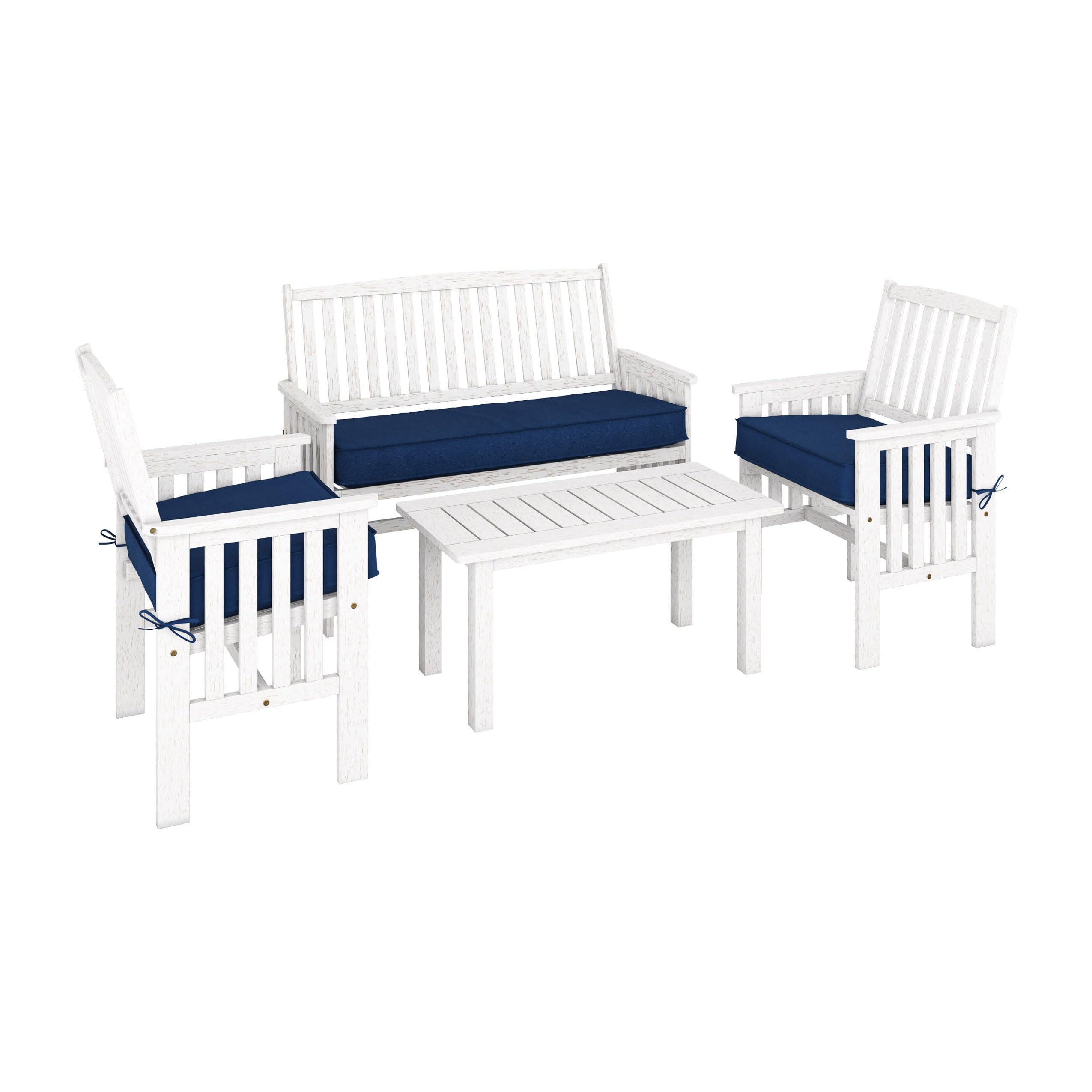CorLiving 4-Piece Outdoor Set - White Washed Wood Patio Furniture for Garden & Backyard