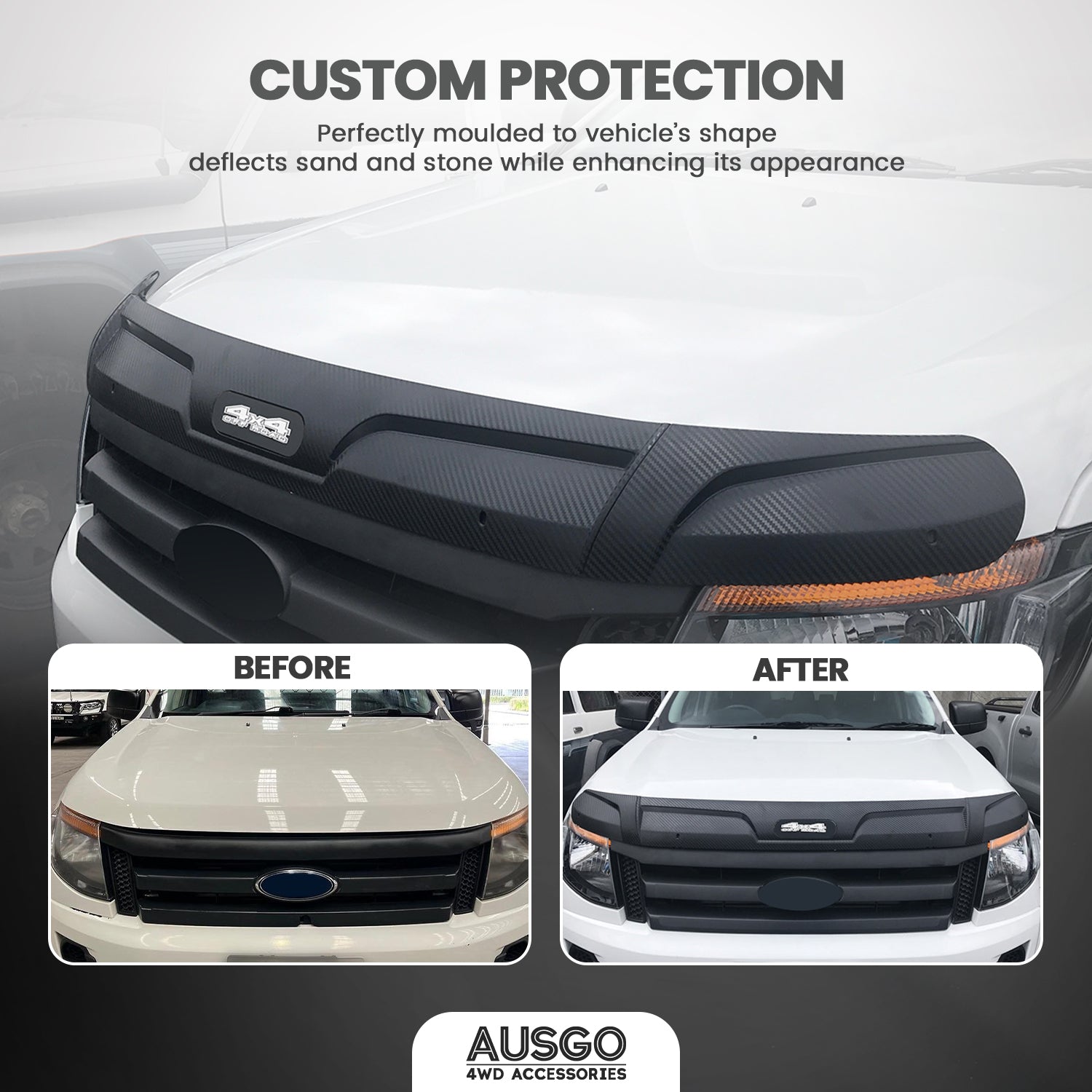 Weather Shields & Bonnet Protector for Ford Ranger Single Cab 2012-2015 | Rain & Sun Protection | Perfect for Off-Road Adventures & Daily Commuting