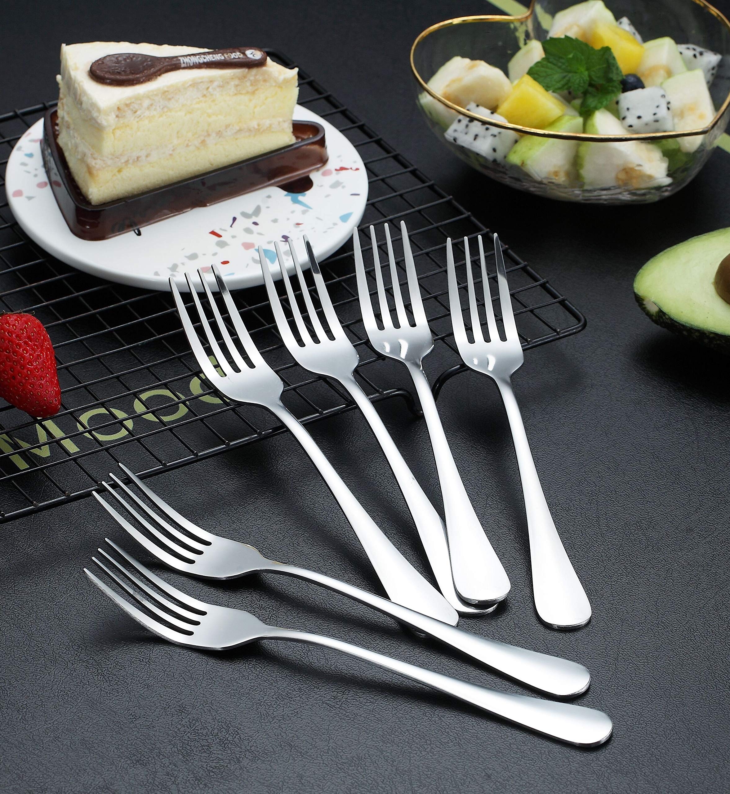Premium Kyraton 6-Piece Stainless Steel Dinner Forks Set - 8.17 Inch Elegant Silverware for Fine Dining, Restaurants & Home Entertaining