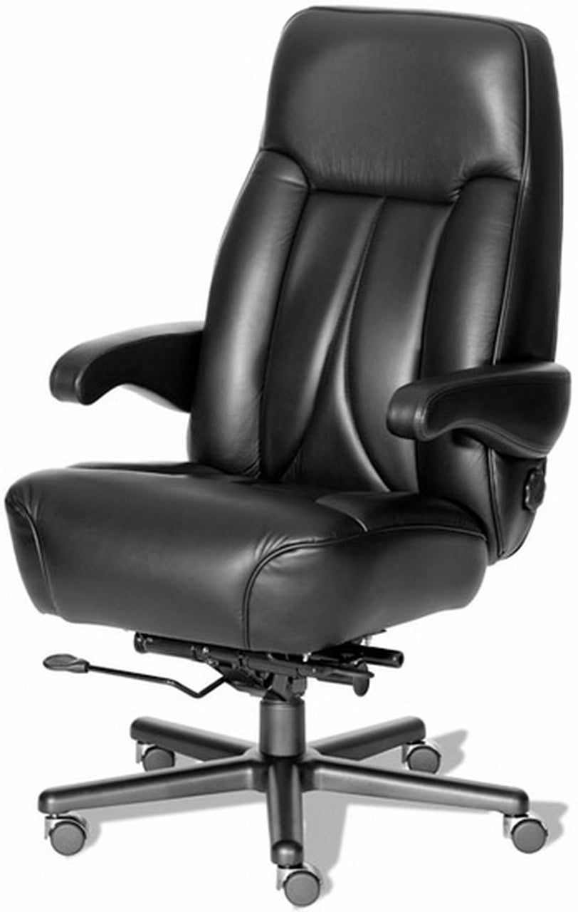Premium Big and Tall Executive Office Chair - 2PC Set with 400 lb Weight Capacity - Ergonomic Black Leather Chair for Home & Office Workspace - ERA E5000099 - Ideal for Long Hours Sitting & Professional Environments