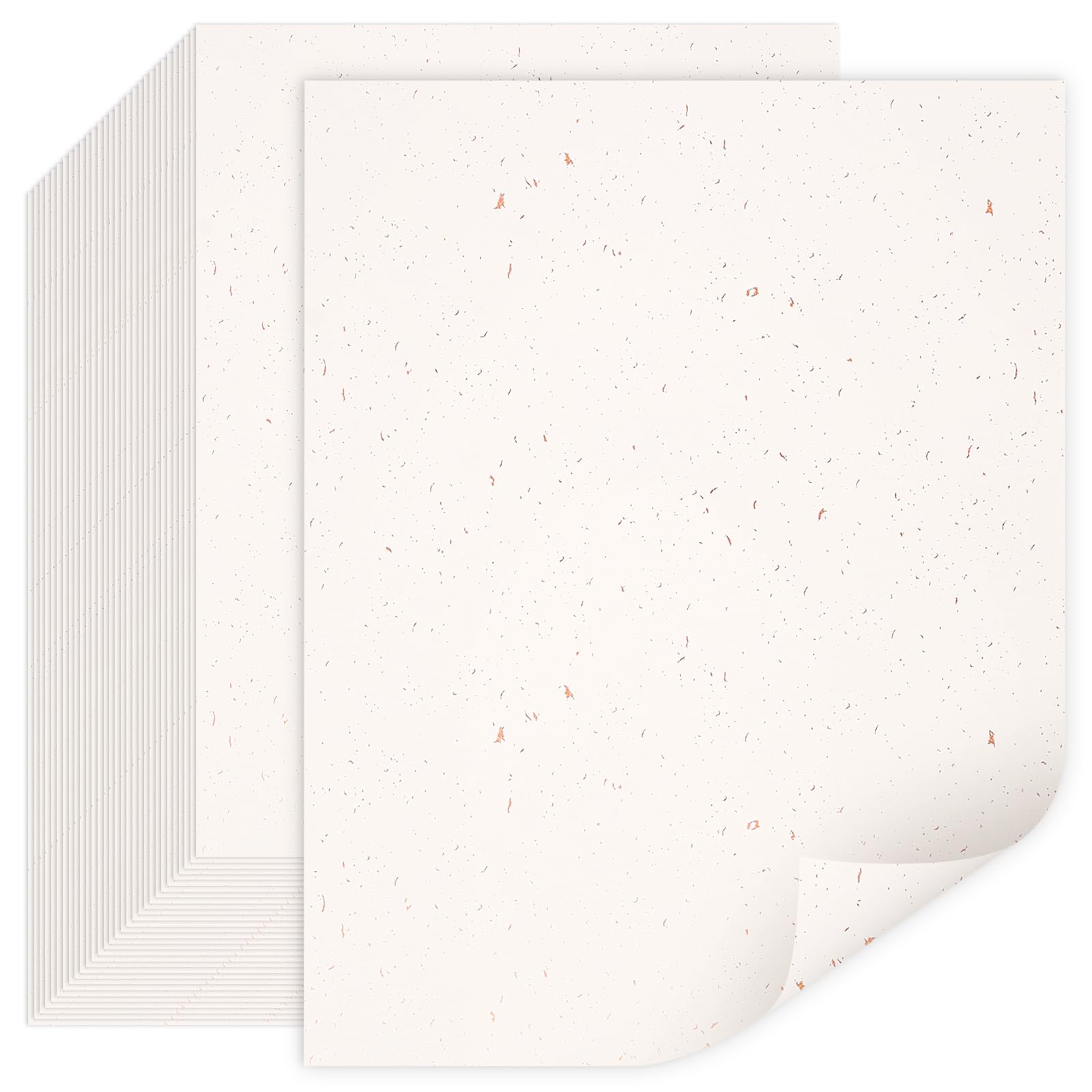 120 Pack Ivory Card Stock Printer Paper 8.5X11 - 120 GSM 32 lb Premium Resume Paper with Rose Gold Foil Confetti - Perfect for Printing, Scrapbooking, Craft Projects, Wedding Invitations & Business Documents