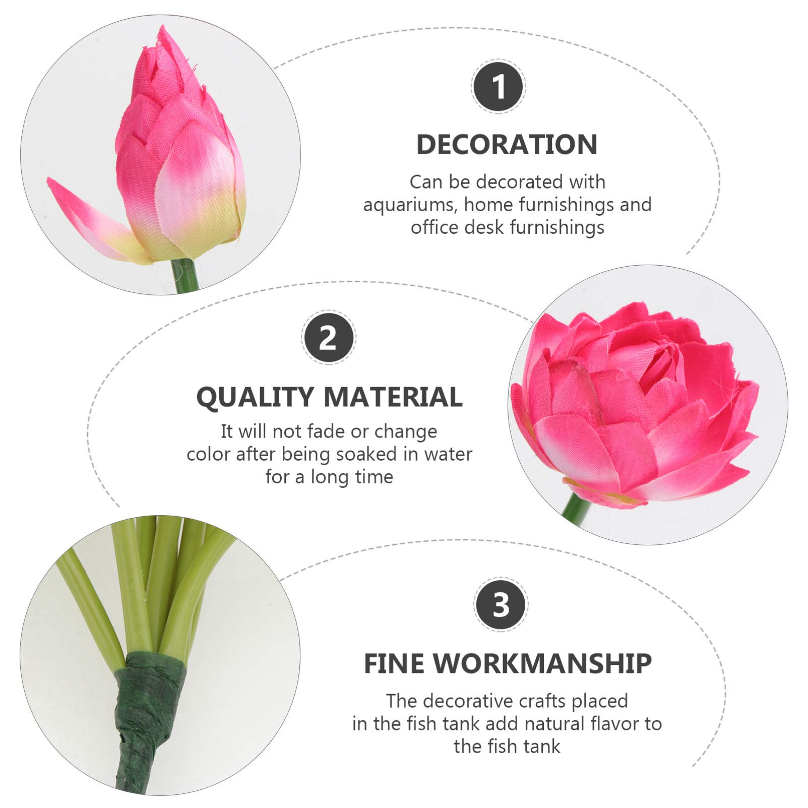 Balacoo 3PCS Realistic Artificial Lotus Decor for Fish Tanks - Lifelike PVC Plastic Water Lily & Leaf Set - Perfect for Aquarium, Betta Fish Bowl & Underwater Botanical Scenery